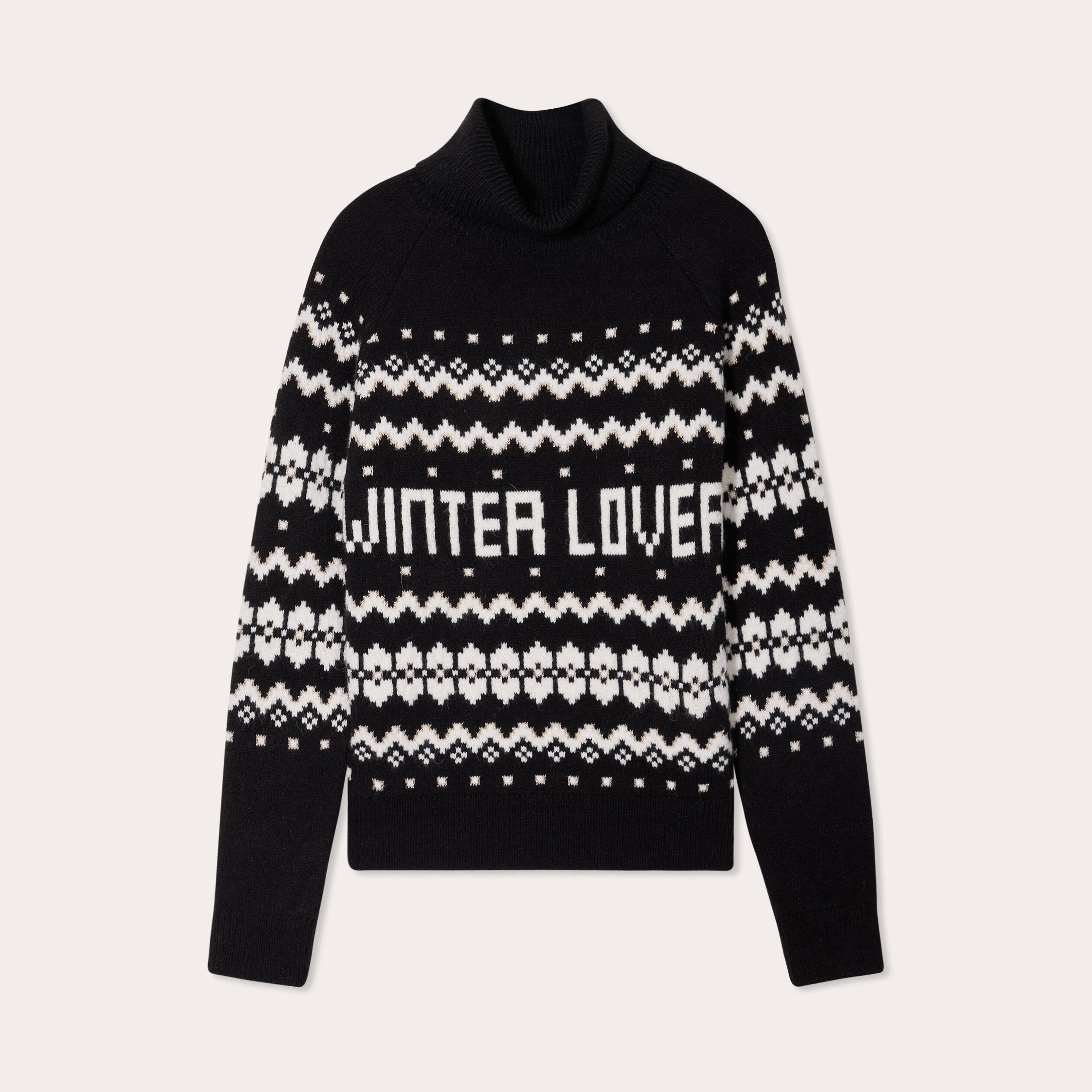 Pull avec col roulé noir femme