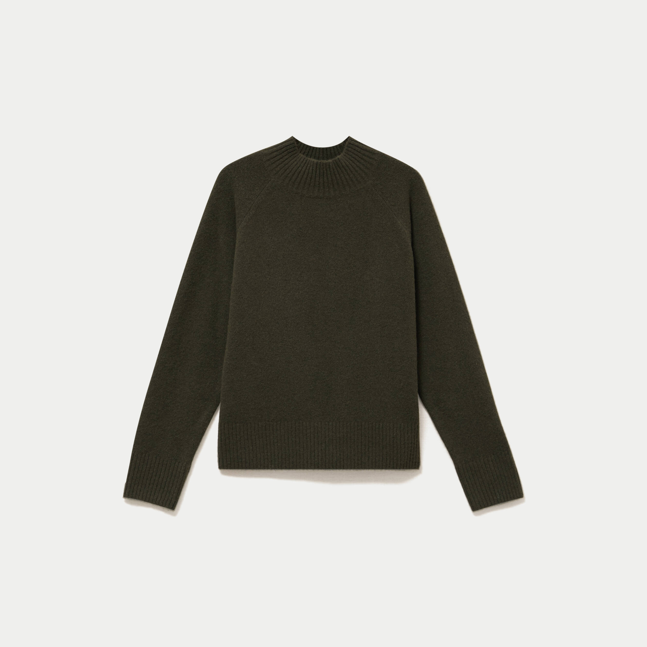 Pull col montant manches longues vert kaki femme
