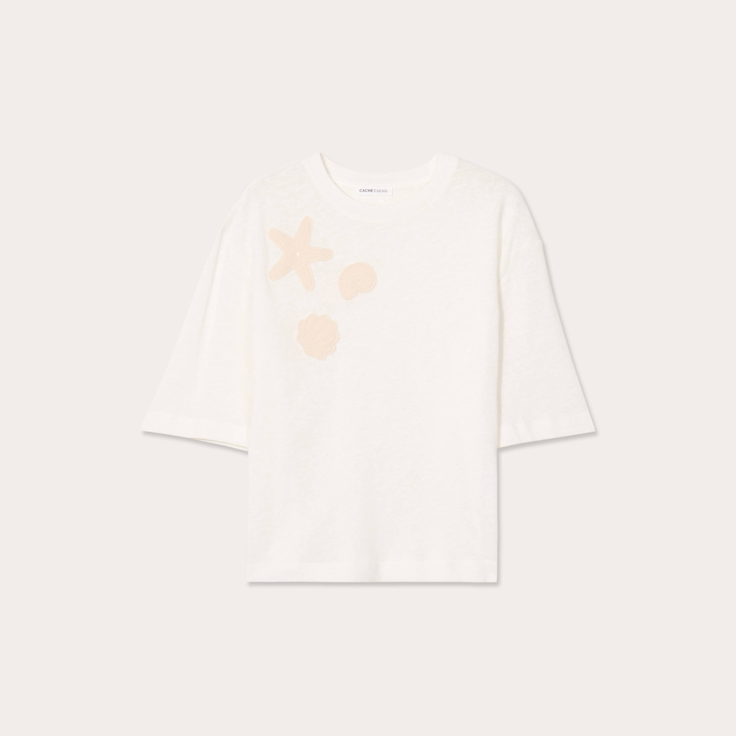T-shirt manches courtes ecru femme