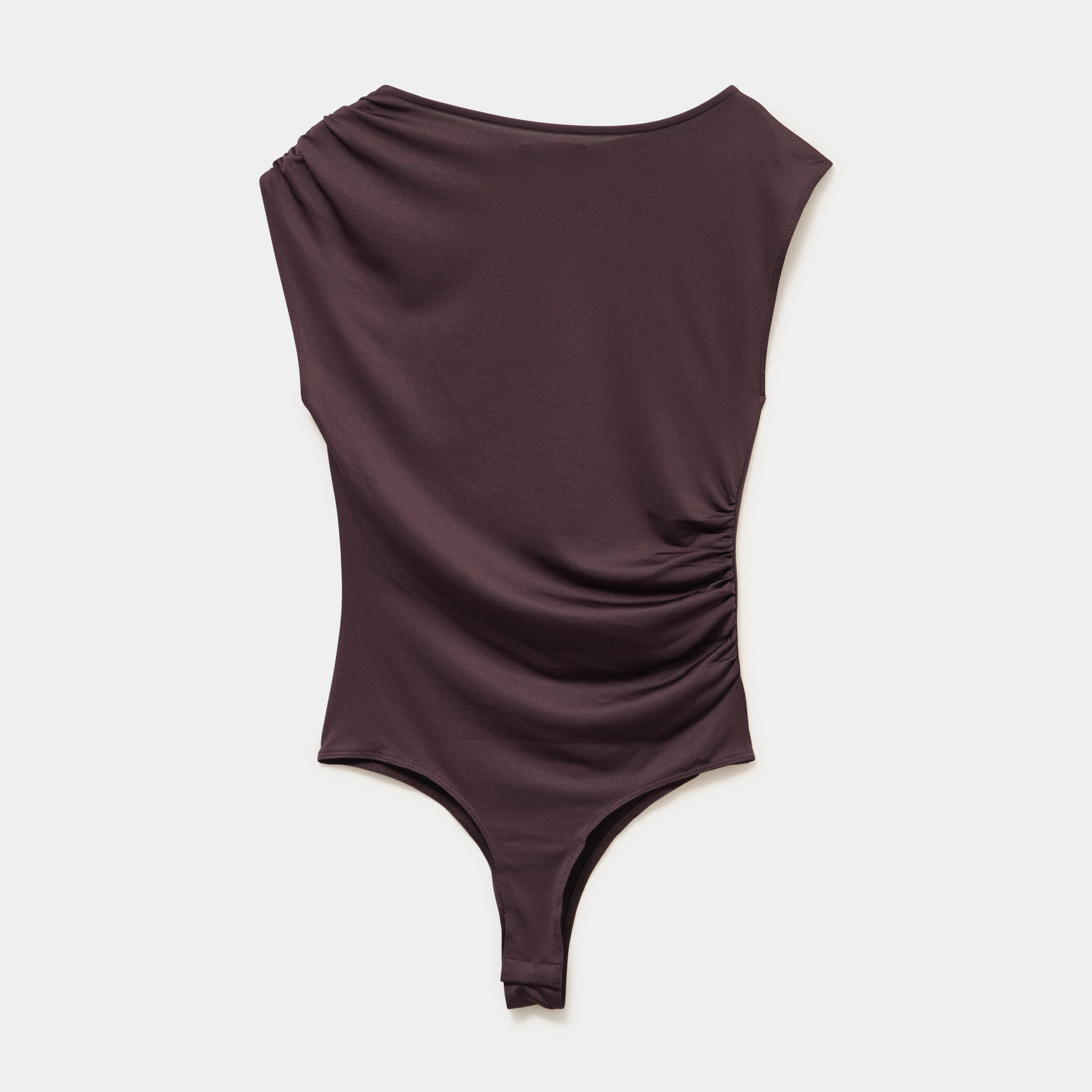 Body ajust&eacute; d&eacute;collet&eacute; sans manches marron fonc&eacute; femme