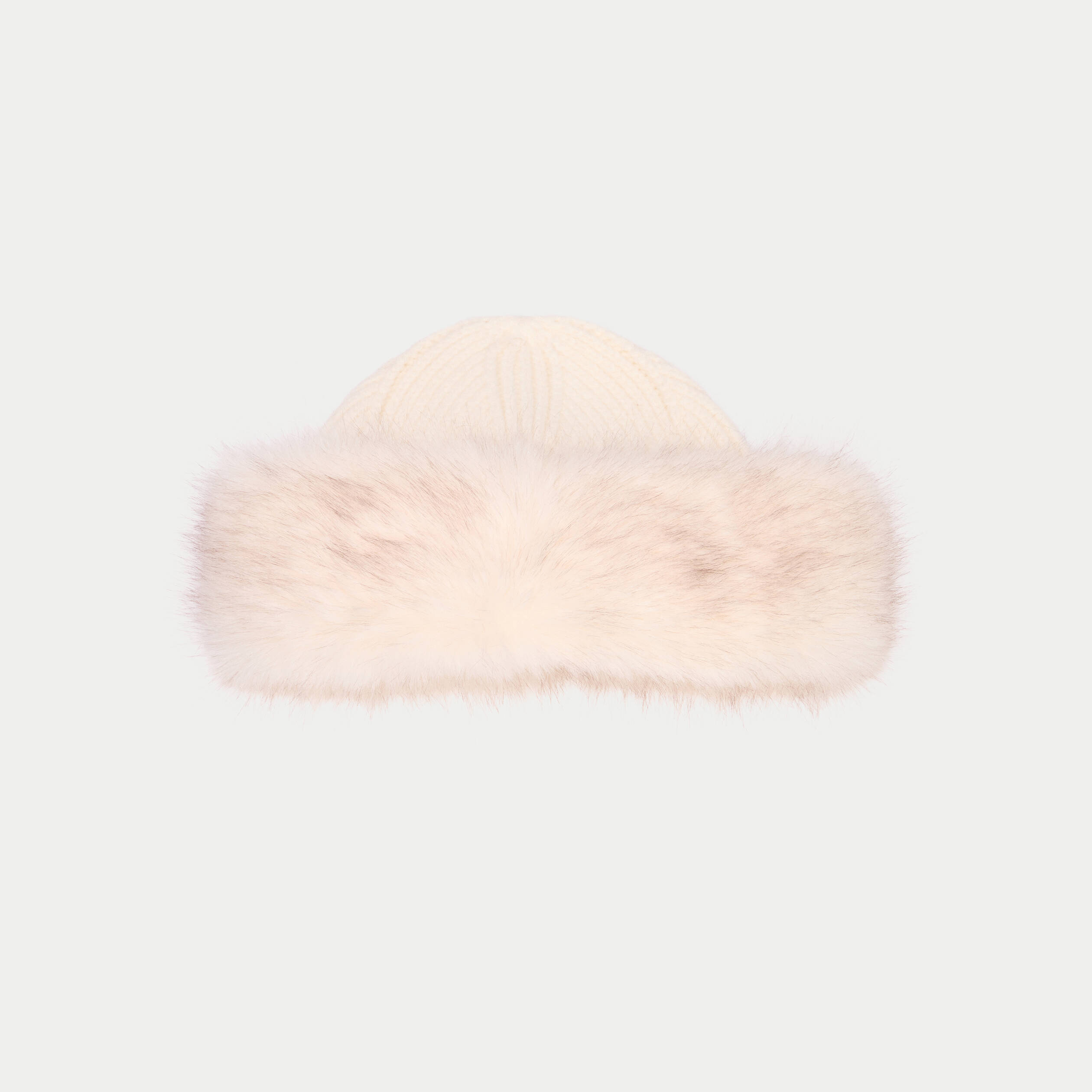 Bonnet en fausse fourrure ivoire femme