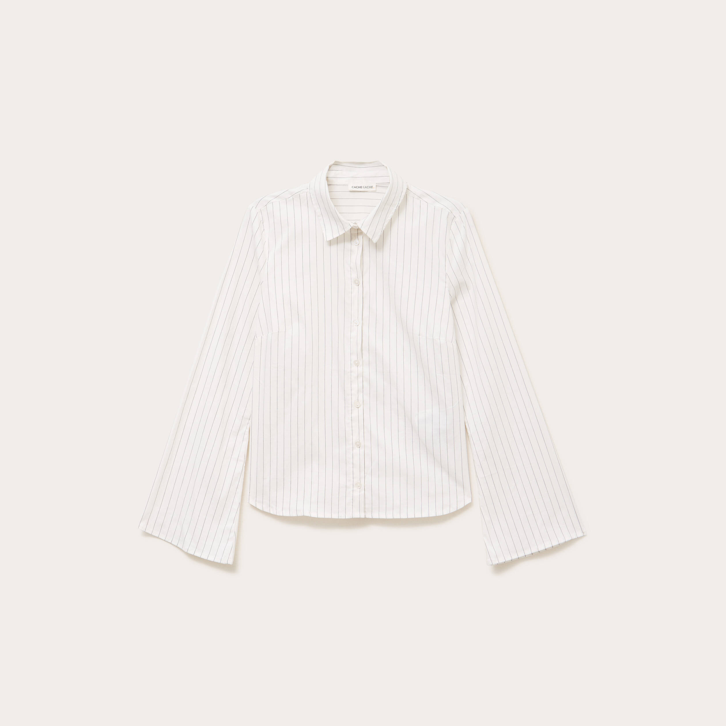 Chemise cintr&eacute;e manches longues blanc femme