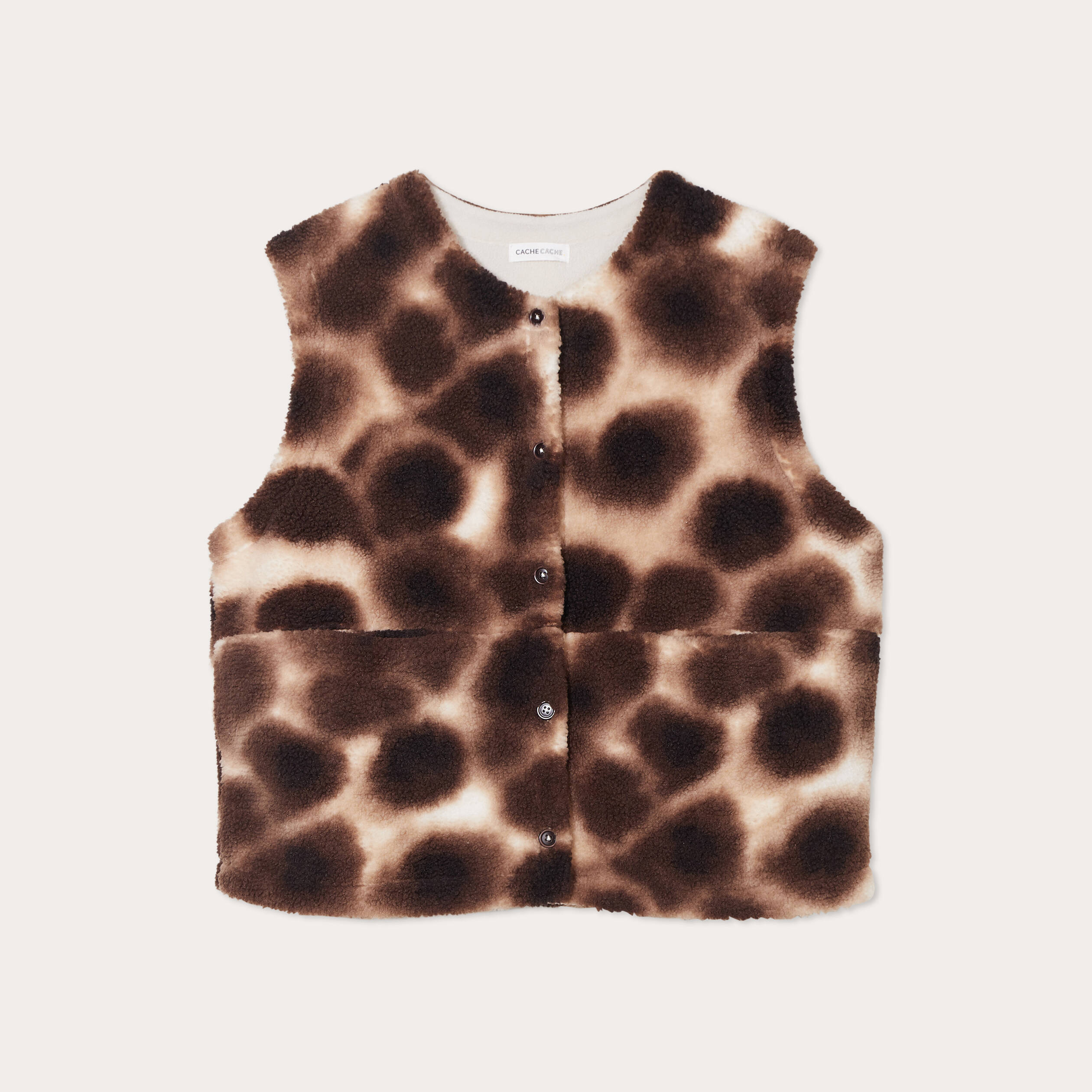 gilet sans manches effet polaire marron femme Gilet sans manches effet polaire marron femme