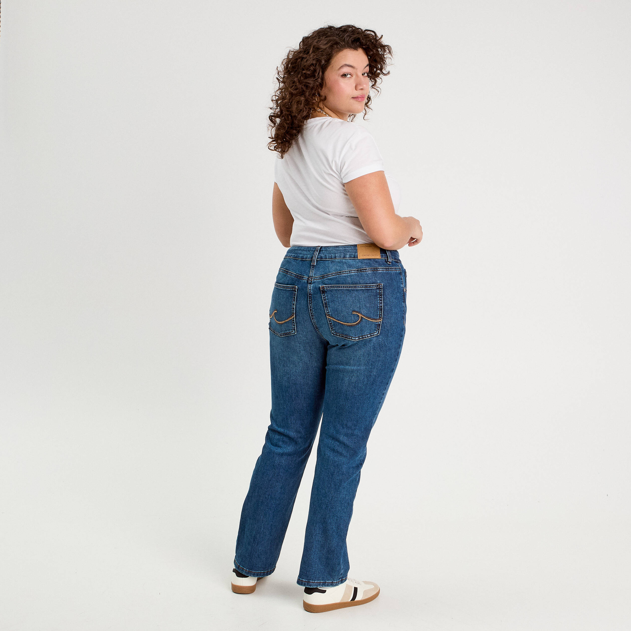 jeans droit taille haute denim stone femme Jeans droit taille haute denim stone femme
