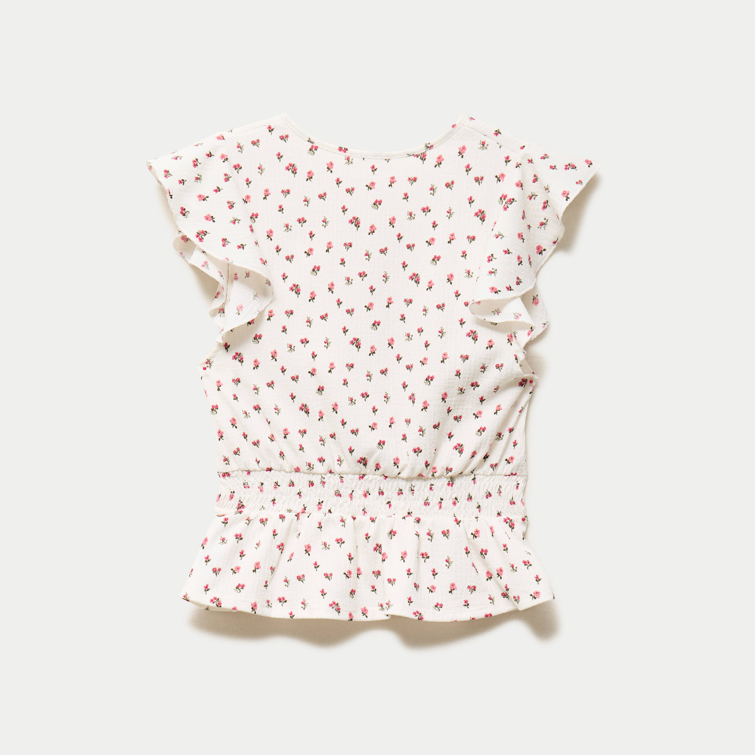 Blouse manches volant&eacute;es ecru femme