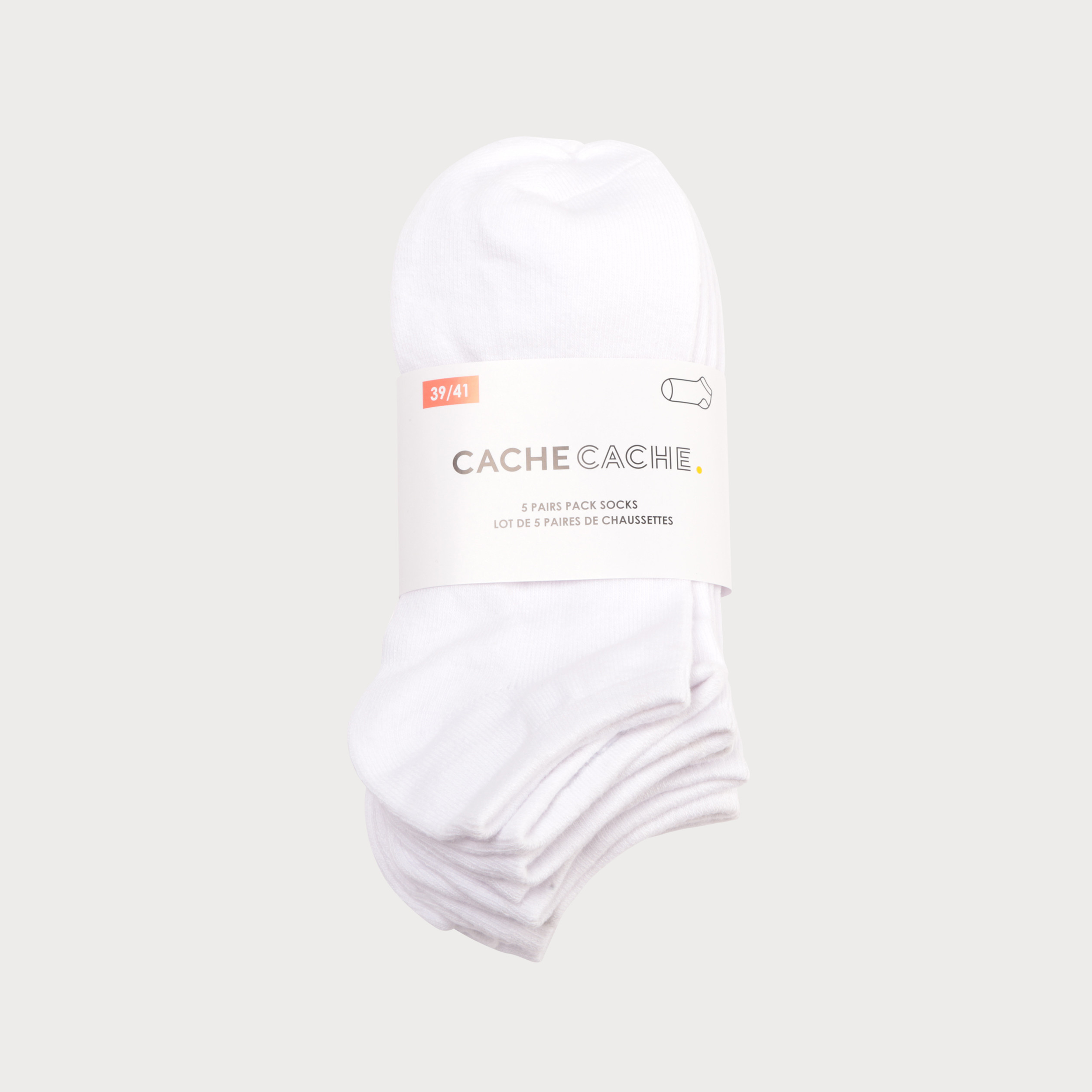 lot de 5 paires chaussettes unies ecru femme Lot de 5 paires chaussettes unies ecru femme