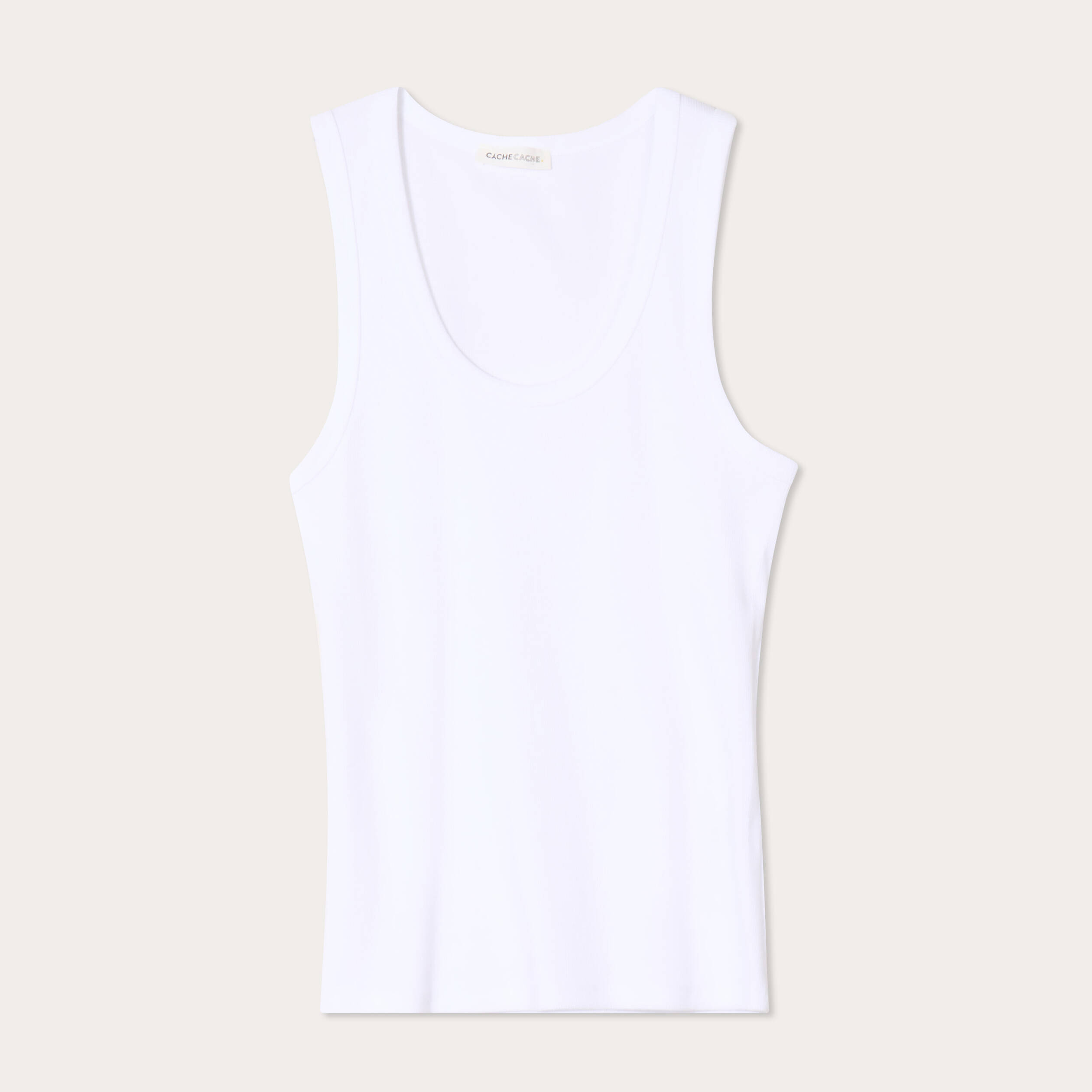 D&eacute;bardeur c&ocirc;tel&eacute; col rond blanc femme