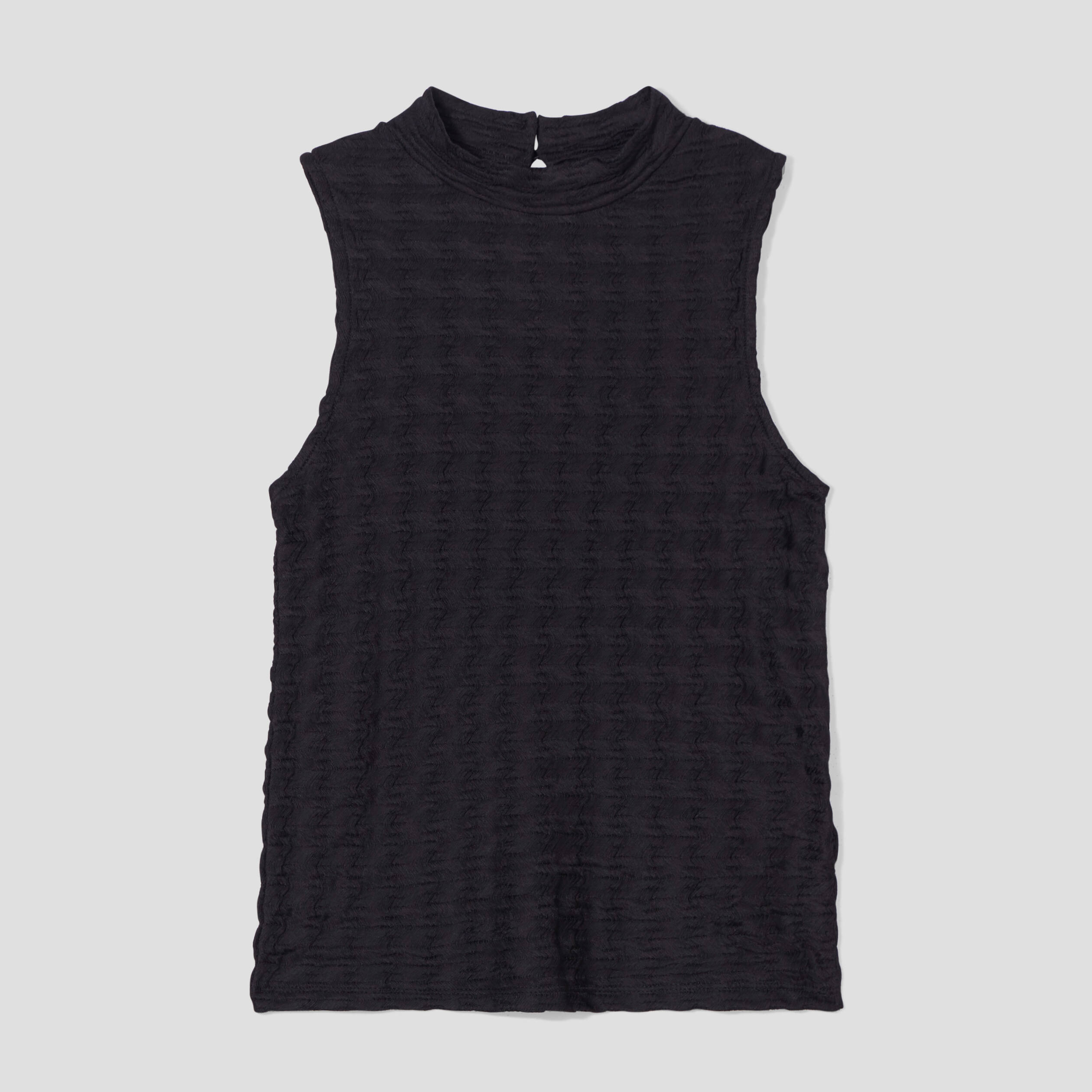debardeur gaufre col montant noir femme Débardeur gaufré col montant noir femme