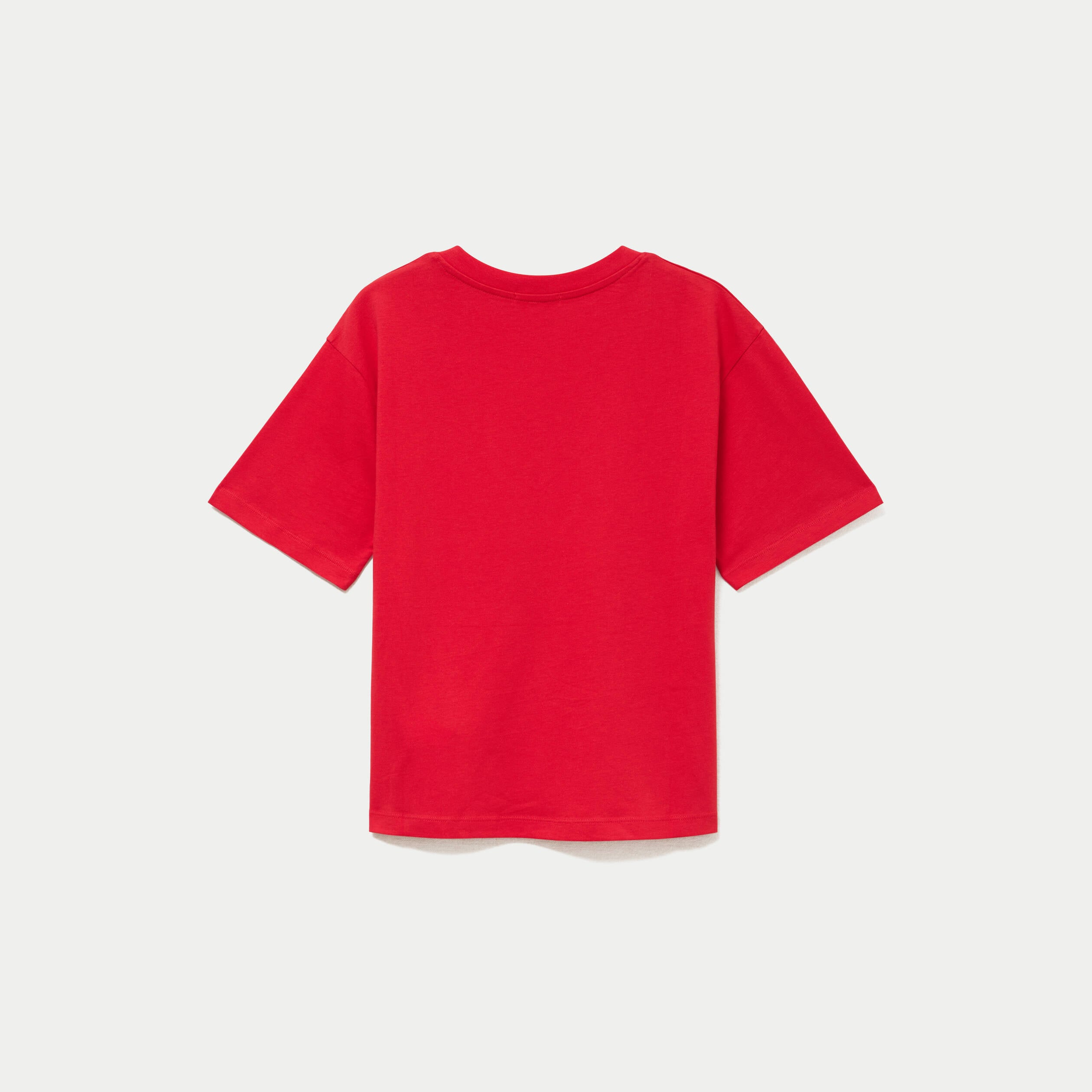 T-shirt col v manches courtes rouge femme