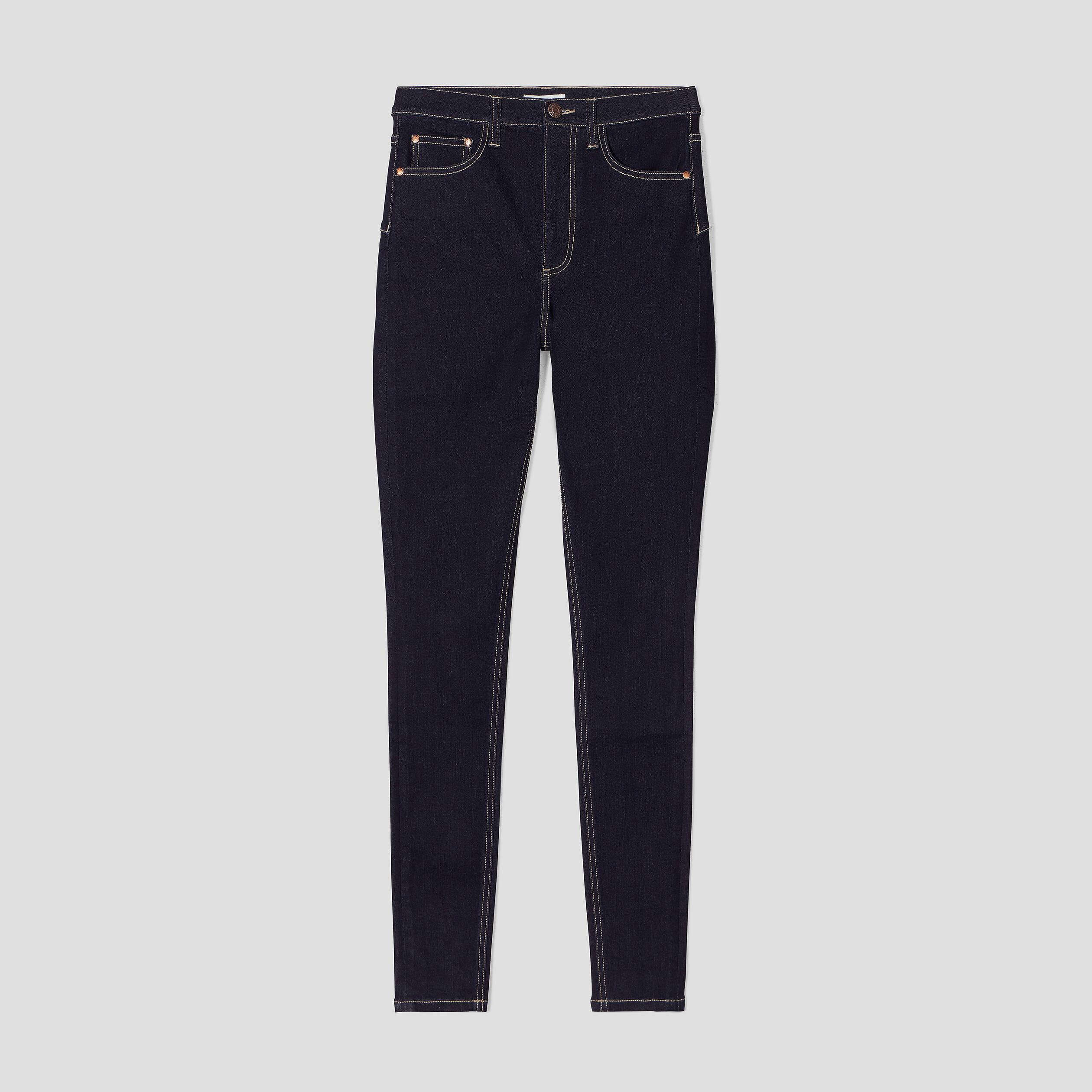 jeans skinny taille elastiquee denim brut femme Jeans skinny taille élastiquée denim brut femme