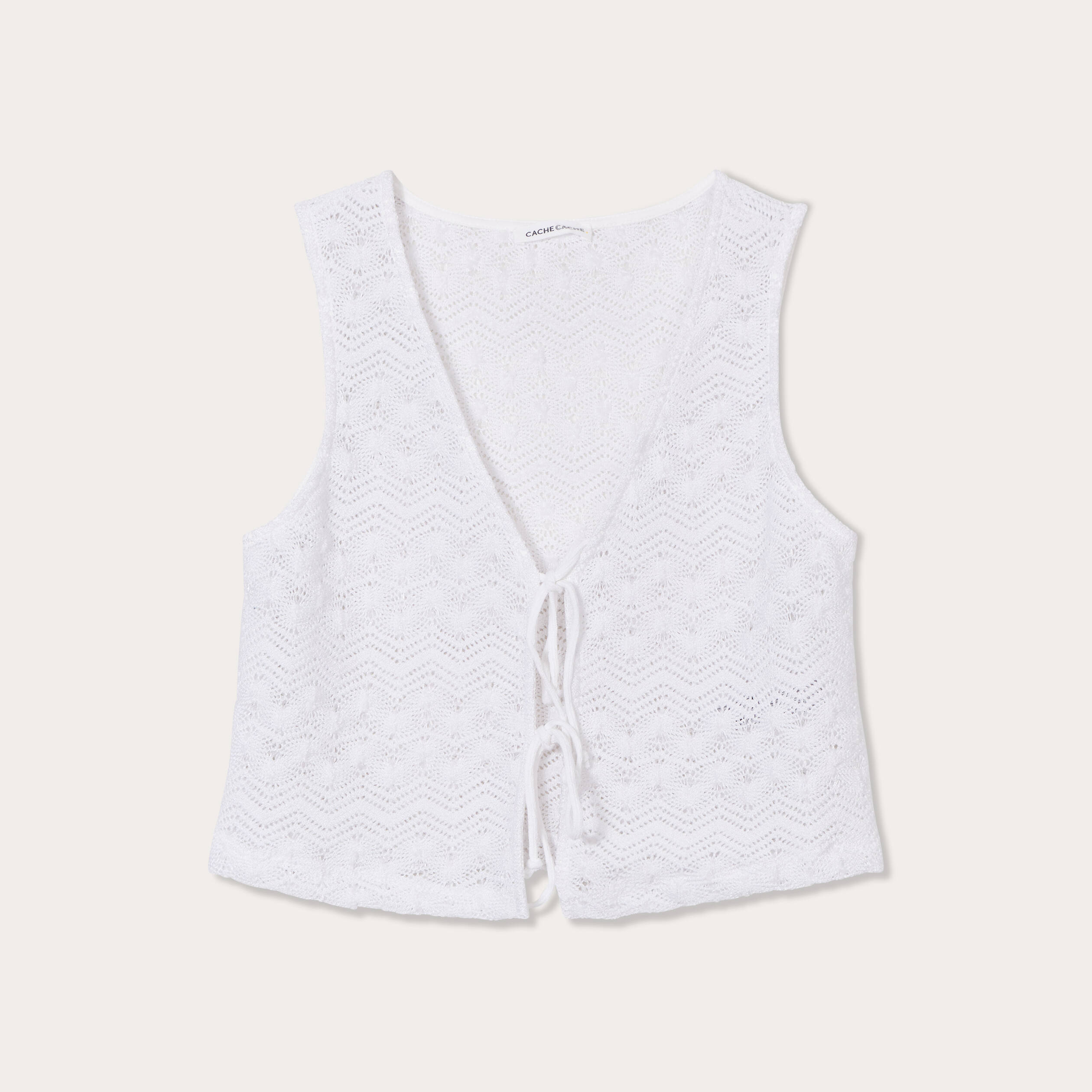 gilet cropped crochet ecru femme Gilet cropped crochet ecru femme