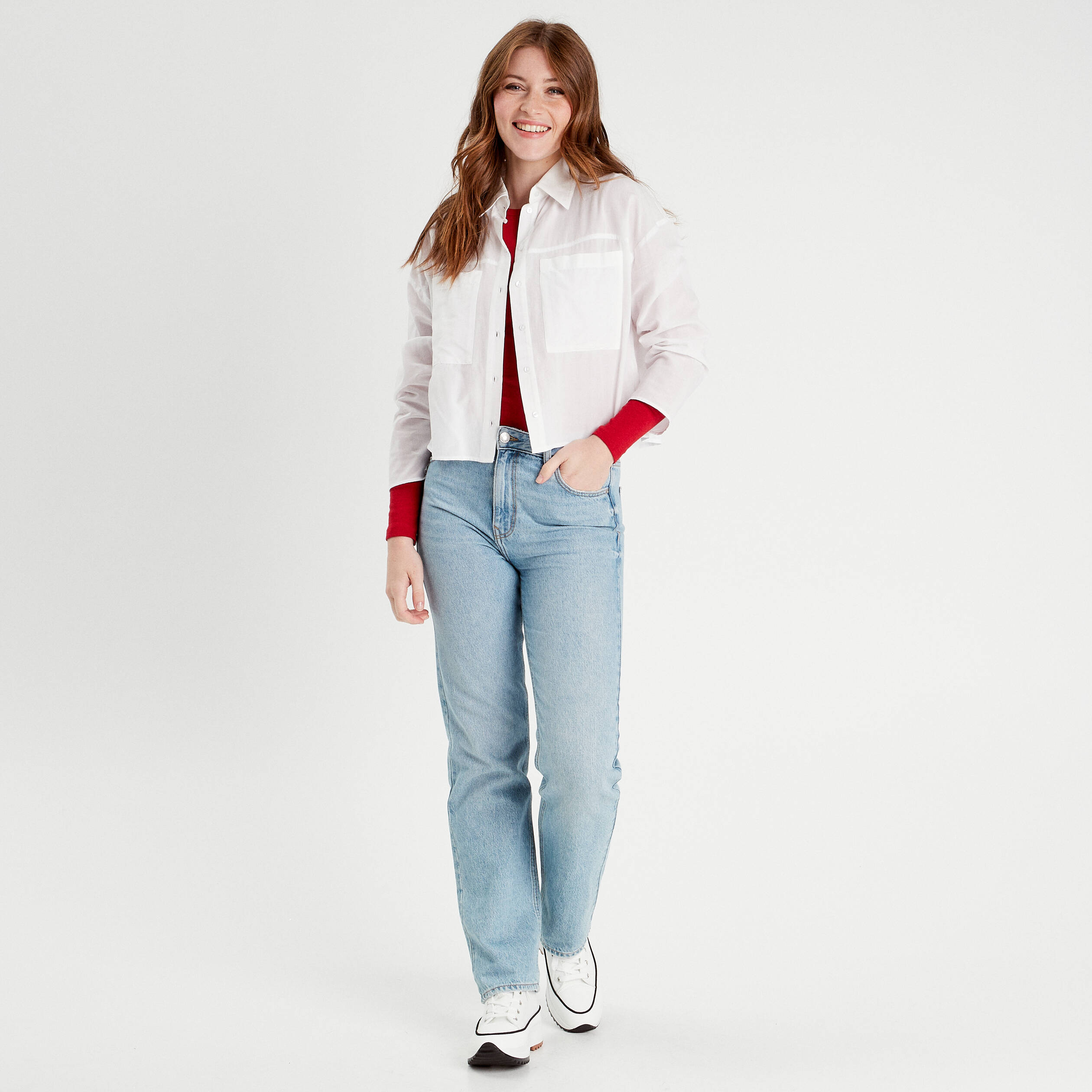 chemise manches longues poches ecru femme Chemise manches longues poches ecru femme