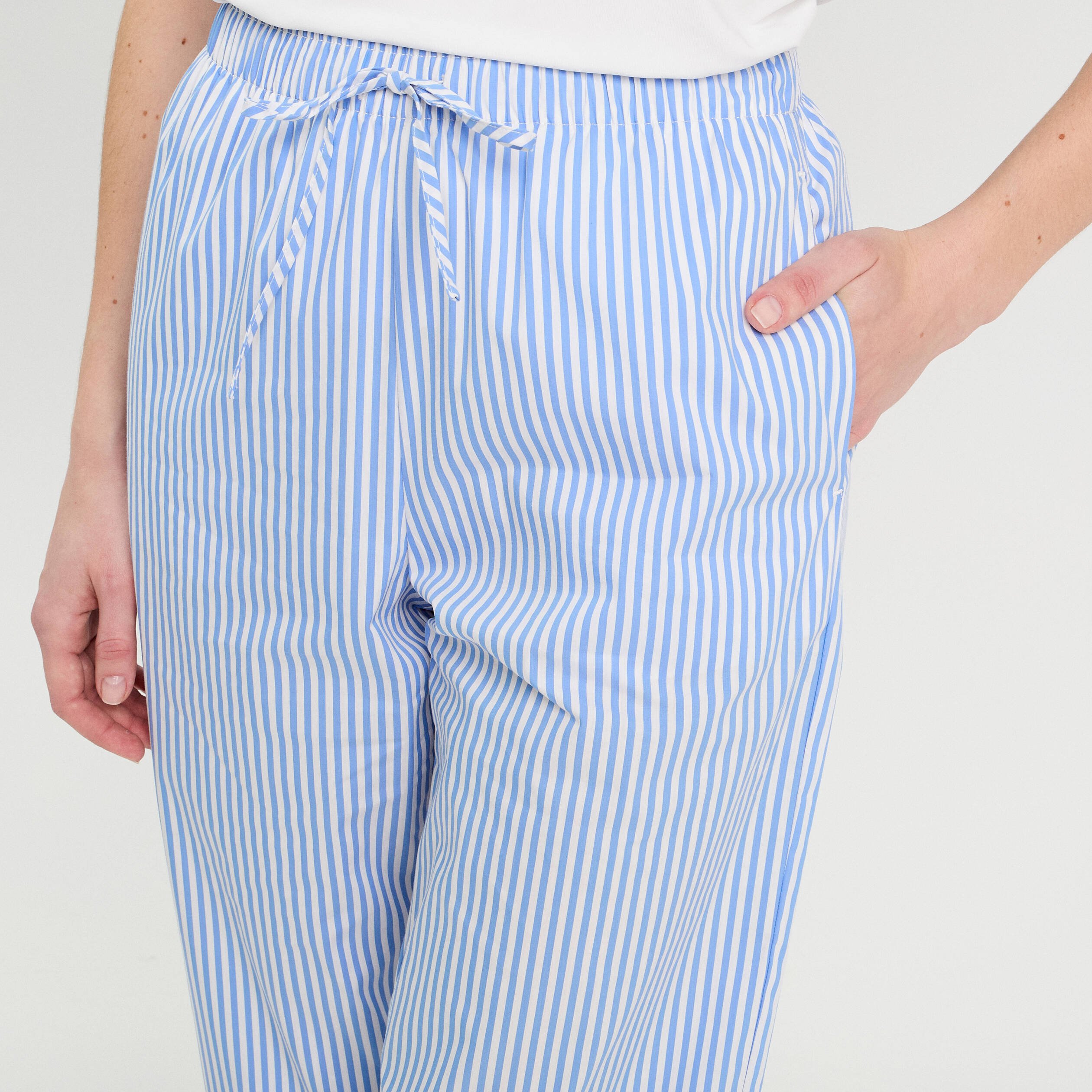 Pantalon large élastiqué bleu foncé femme