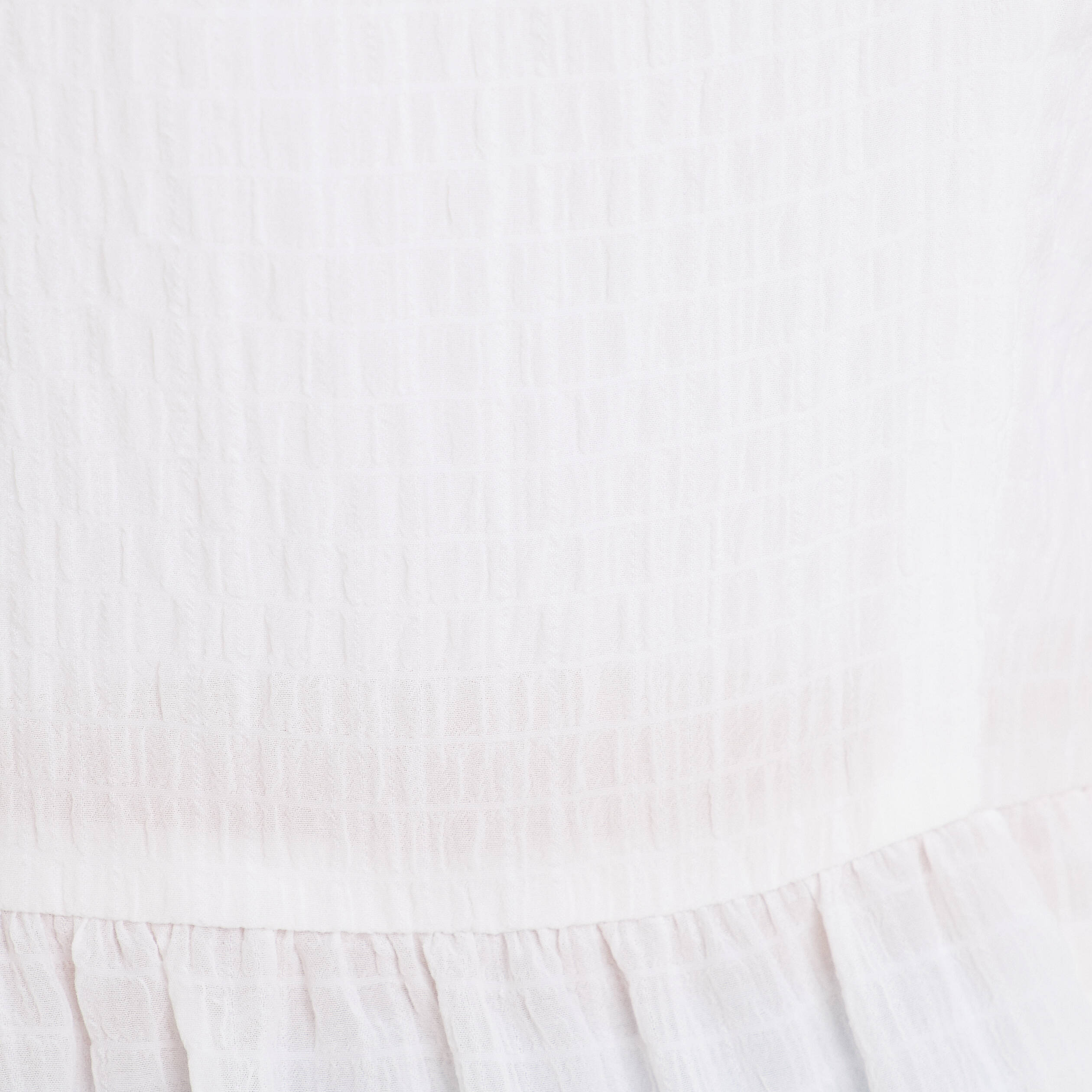Blouse droite courte col v manches 3/4 blanc femme