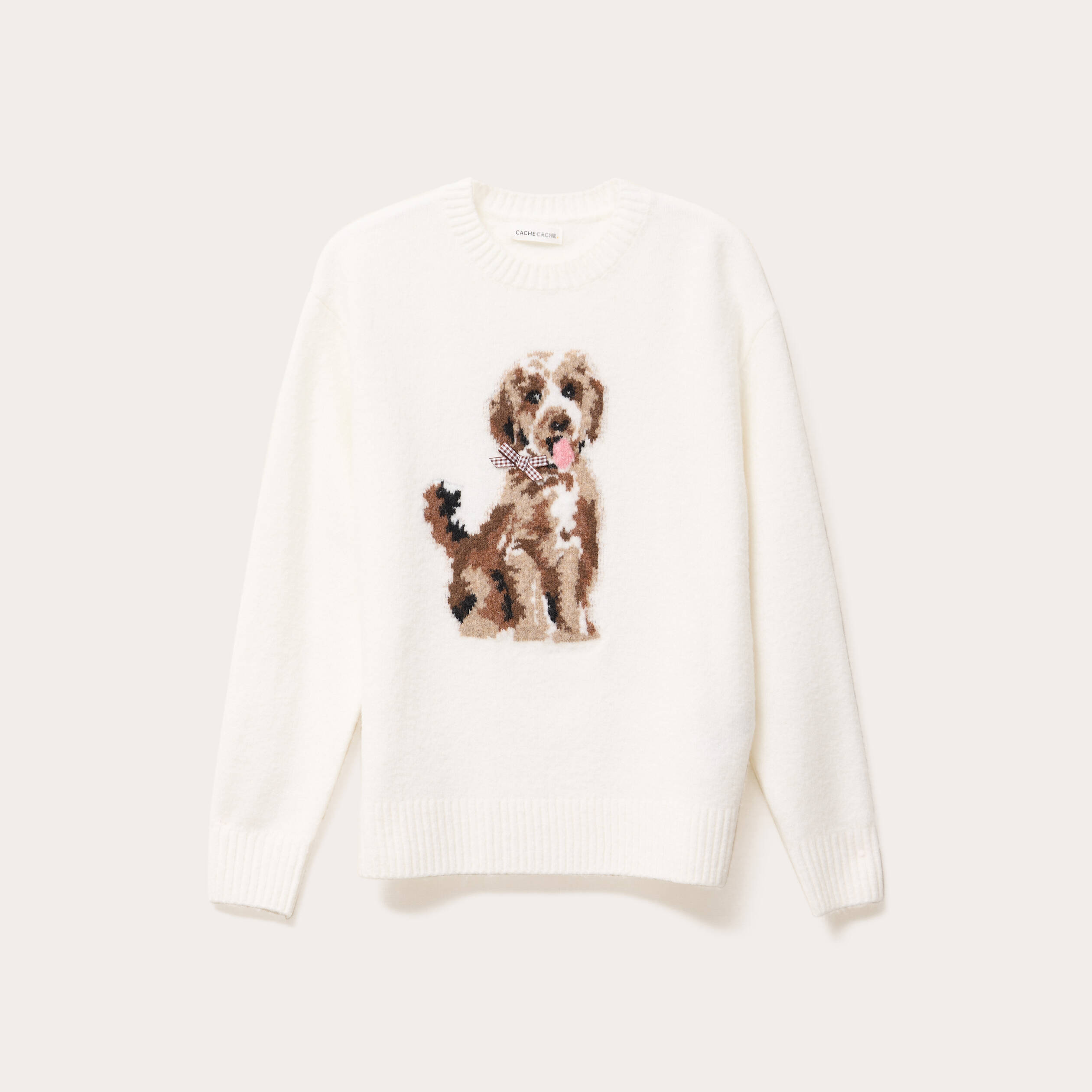 Pull manches longues ecru femme