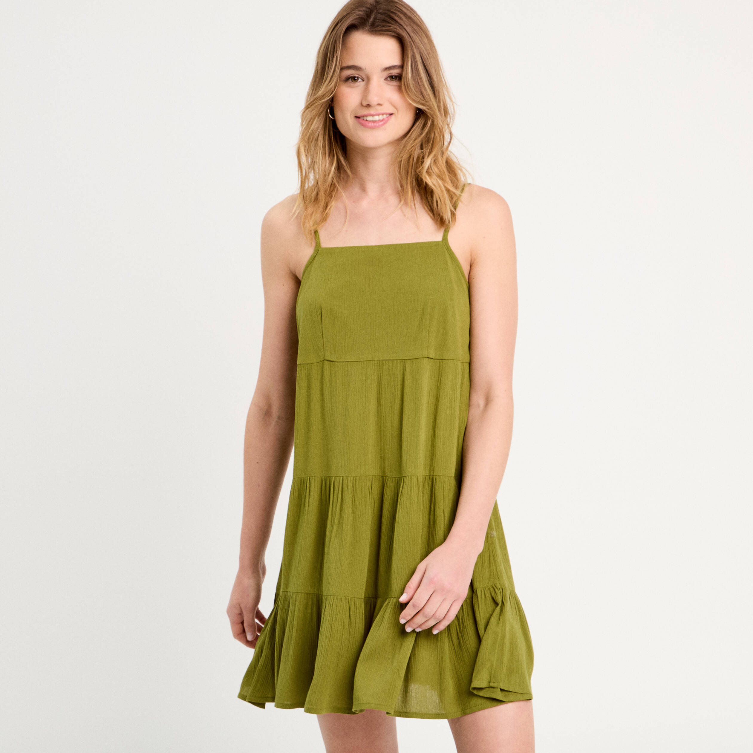 robe evasee bretelles vert fonce femme Robe évasée bretelles vert foncé femme