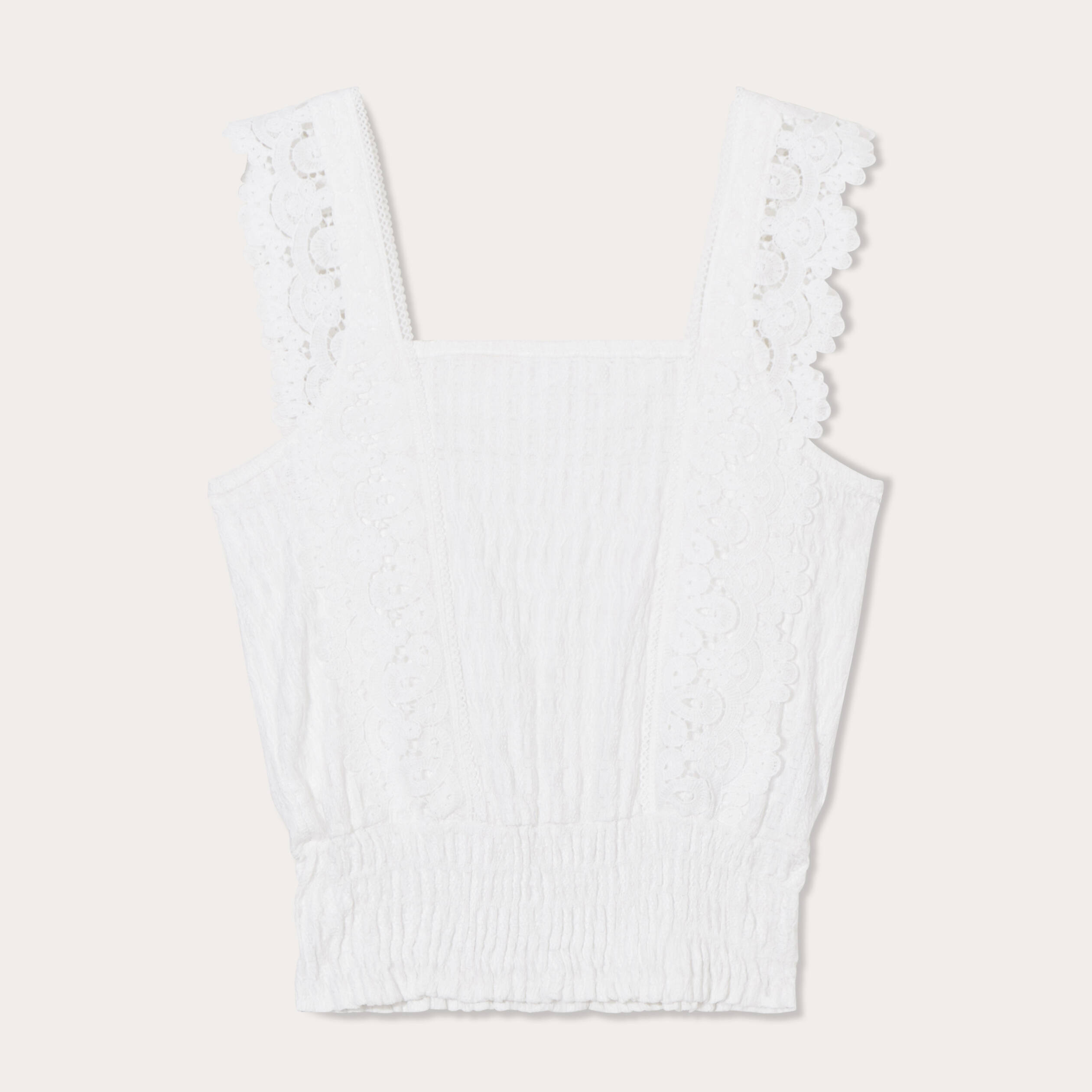 Blouse bretelles fines ecru femme