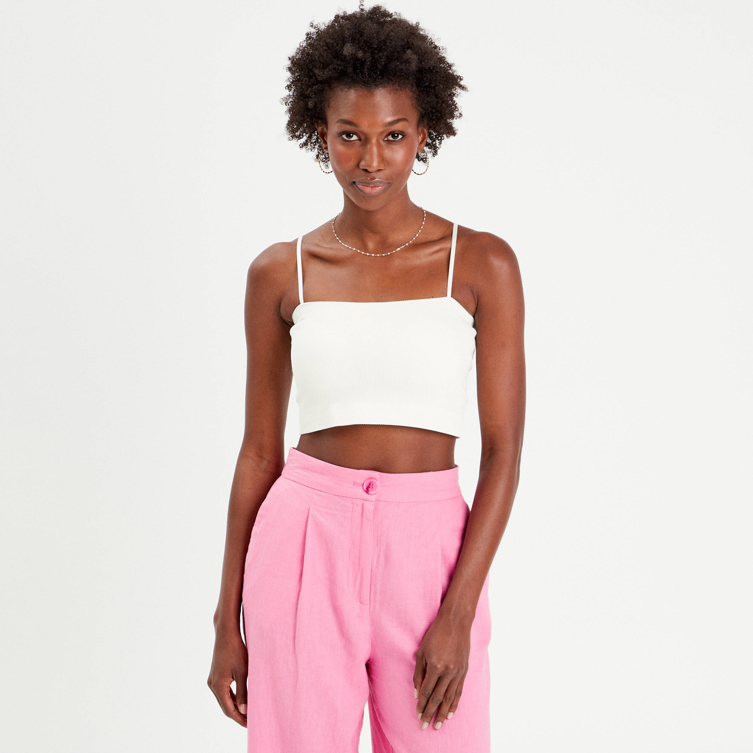 Brassi&egrave;re cropped c&ocirc;tel&eacute;e ecru femme