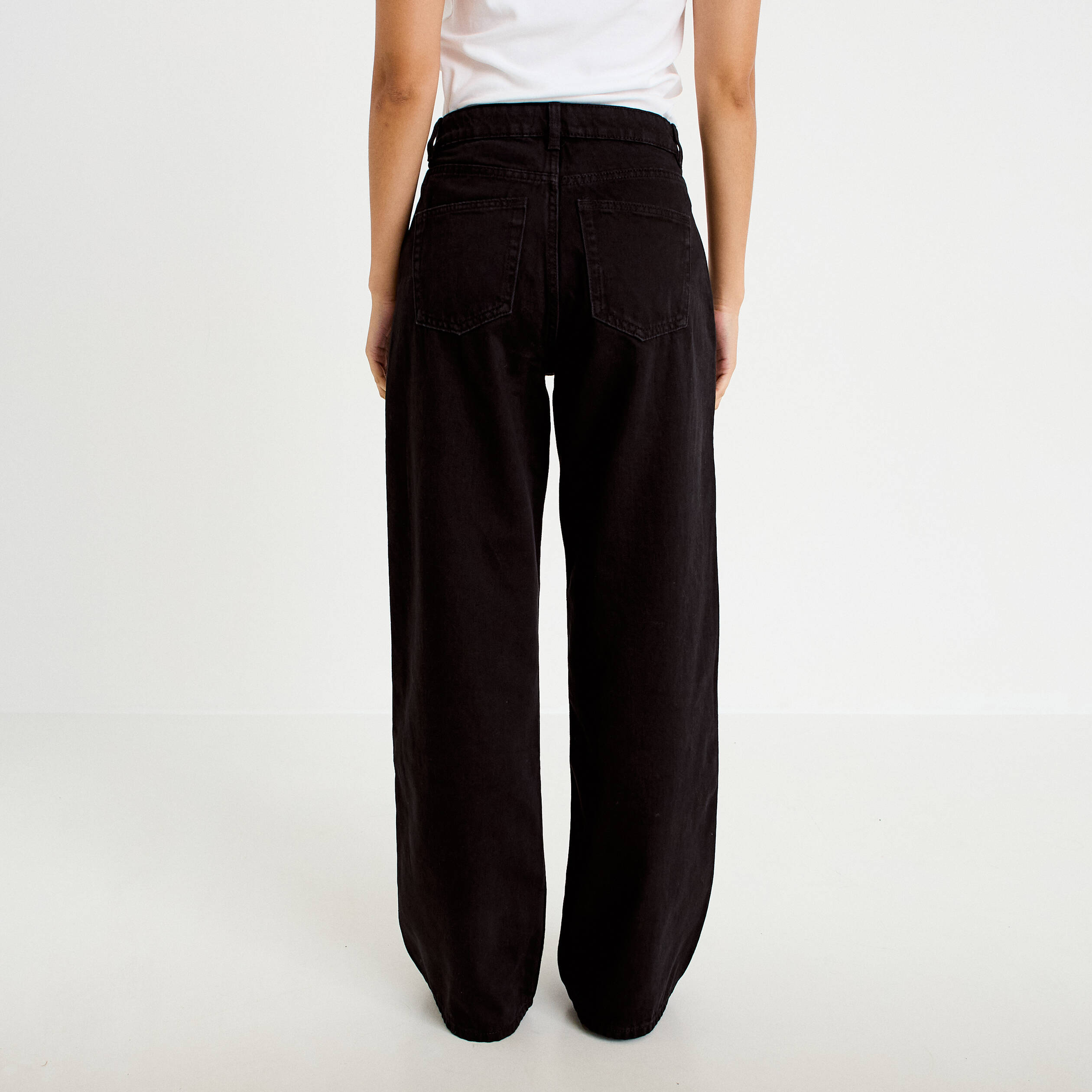 Jeans wide leg taille haute denim noir femme
