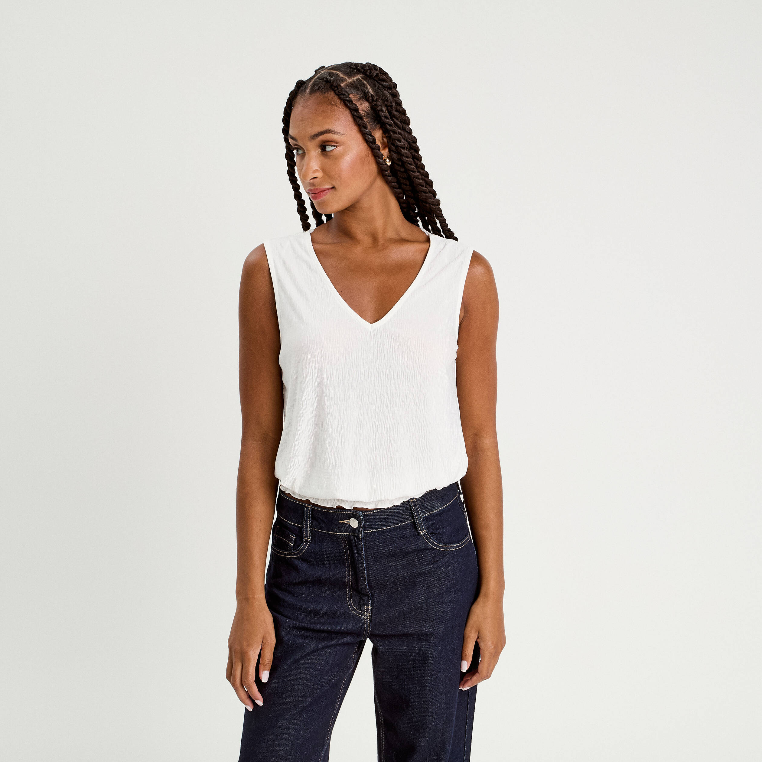 blouse sans manches ecru femme Blouse sans manches ecru femme