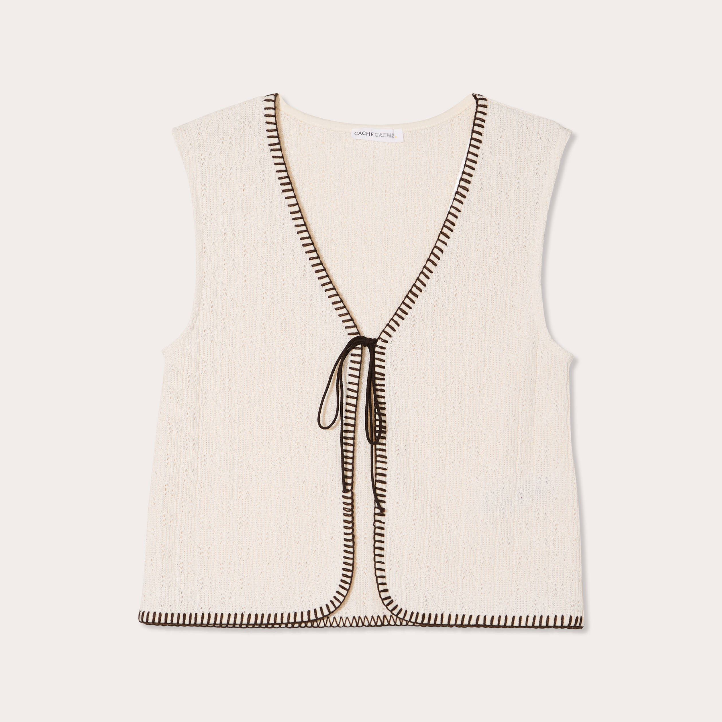 Gilet sans manches ecru femme