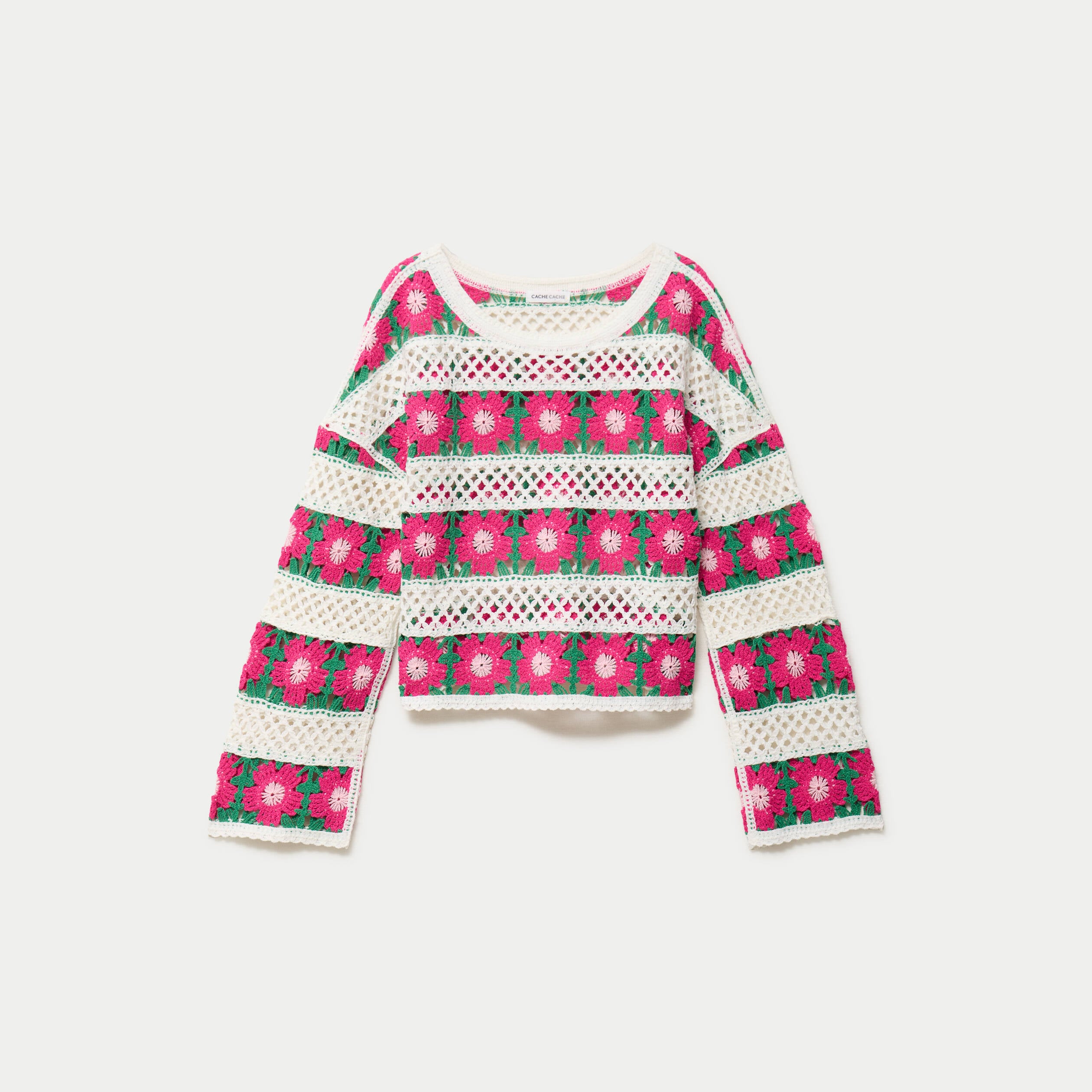 Pull manches longues rose fushia femme