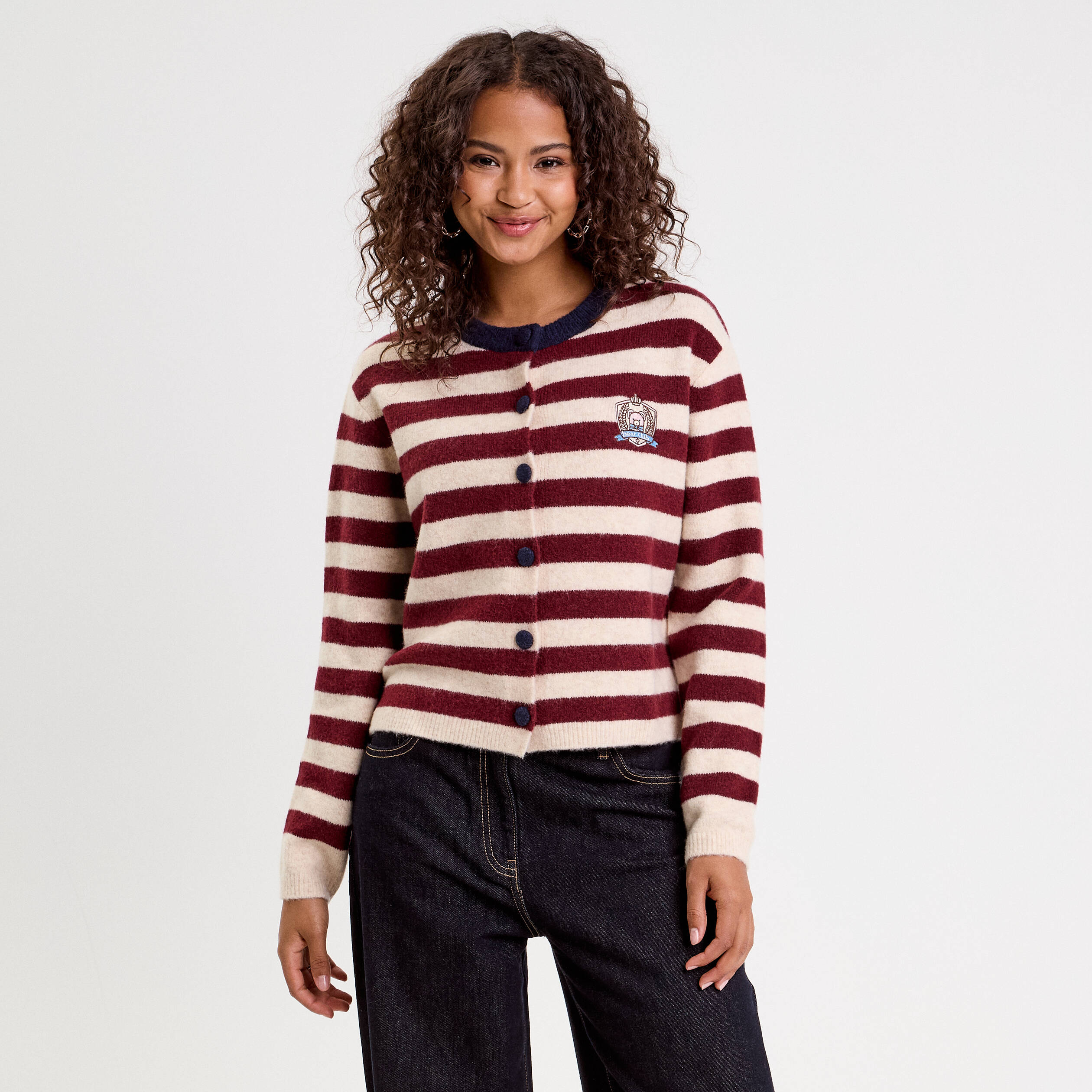 Gilet manches longues bordeaux femme