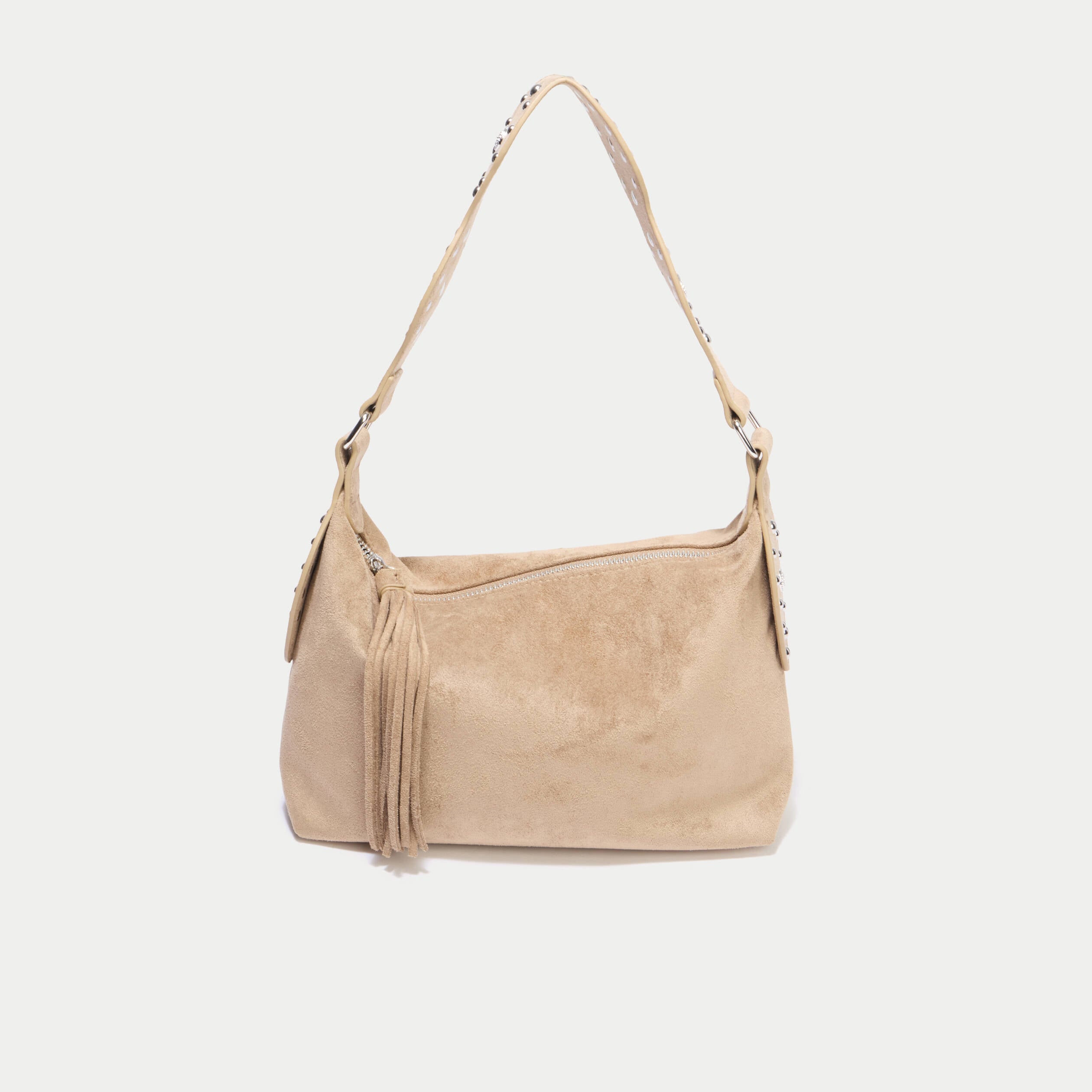 Sac port&eacute; &eacute;paule d&eacute;tails clout&eacute;s marron femme