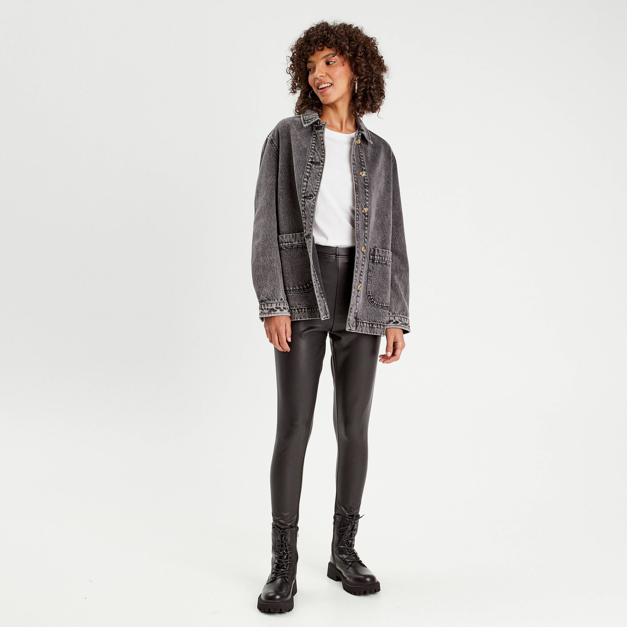 Legging simili cuir noir femme
