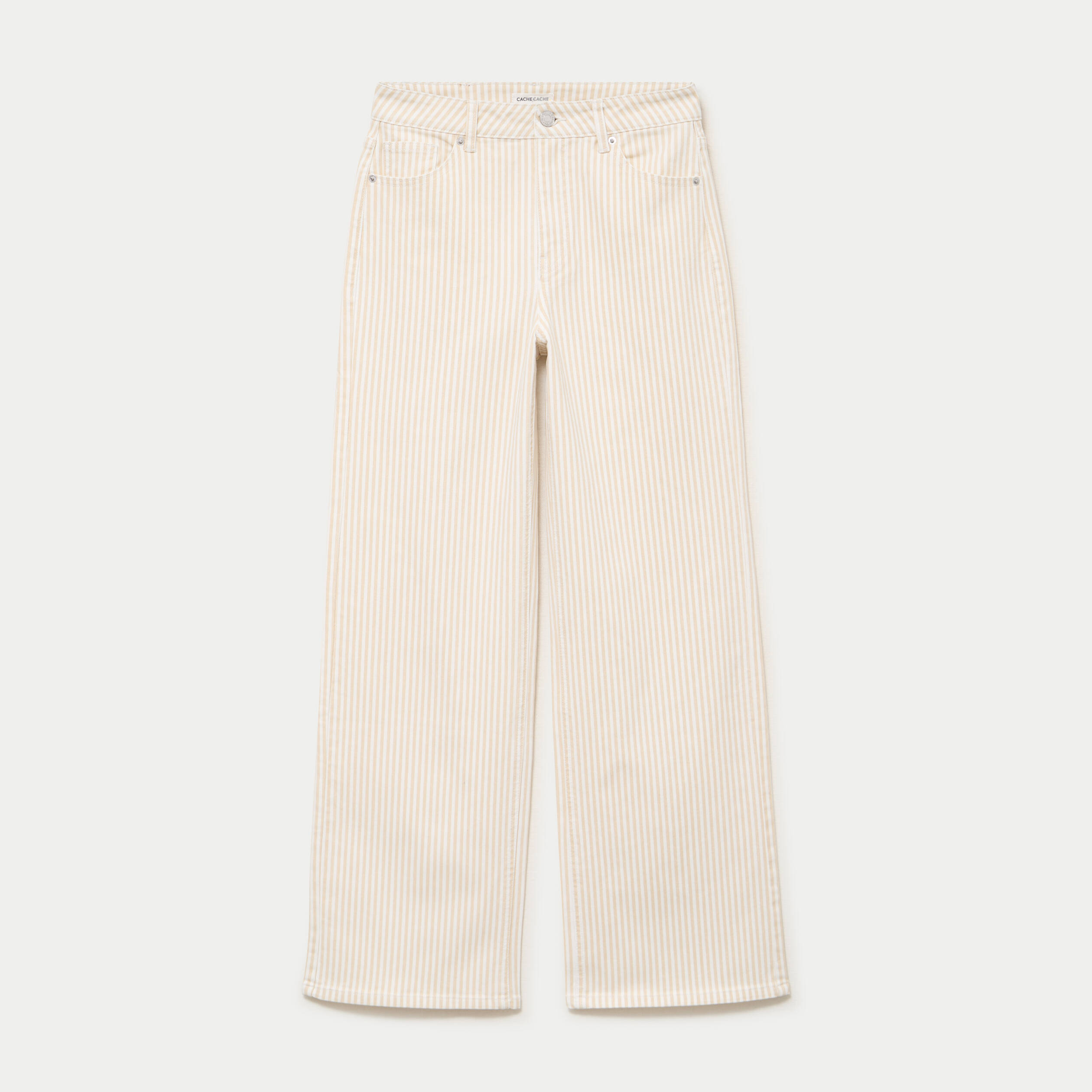 Jean bootcut taille haute beige femme