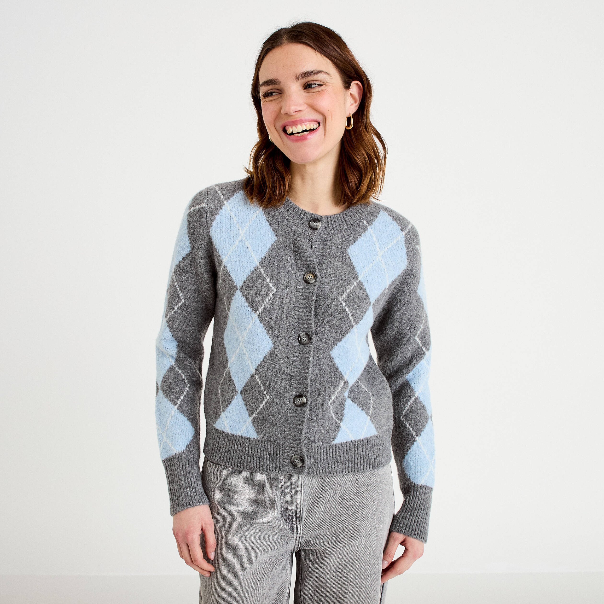Cardigan Femme Classique 2026 – Col Rond Boutonné, Tricot Ouvert, Polyester Décontracté