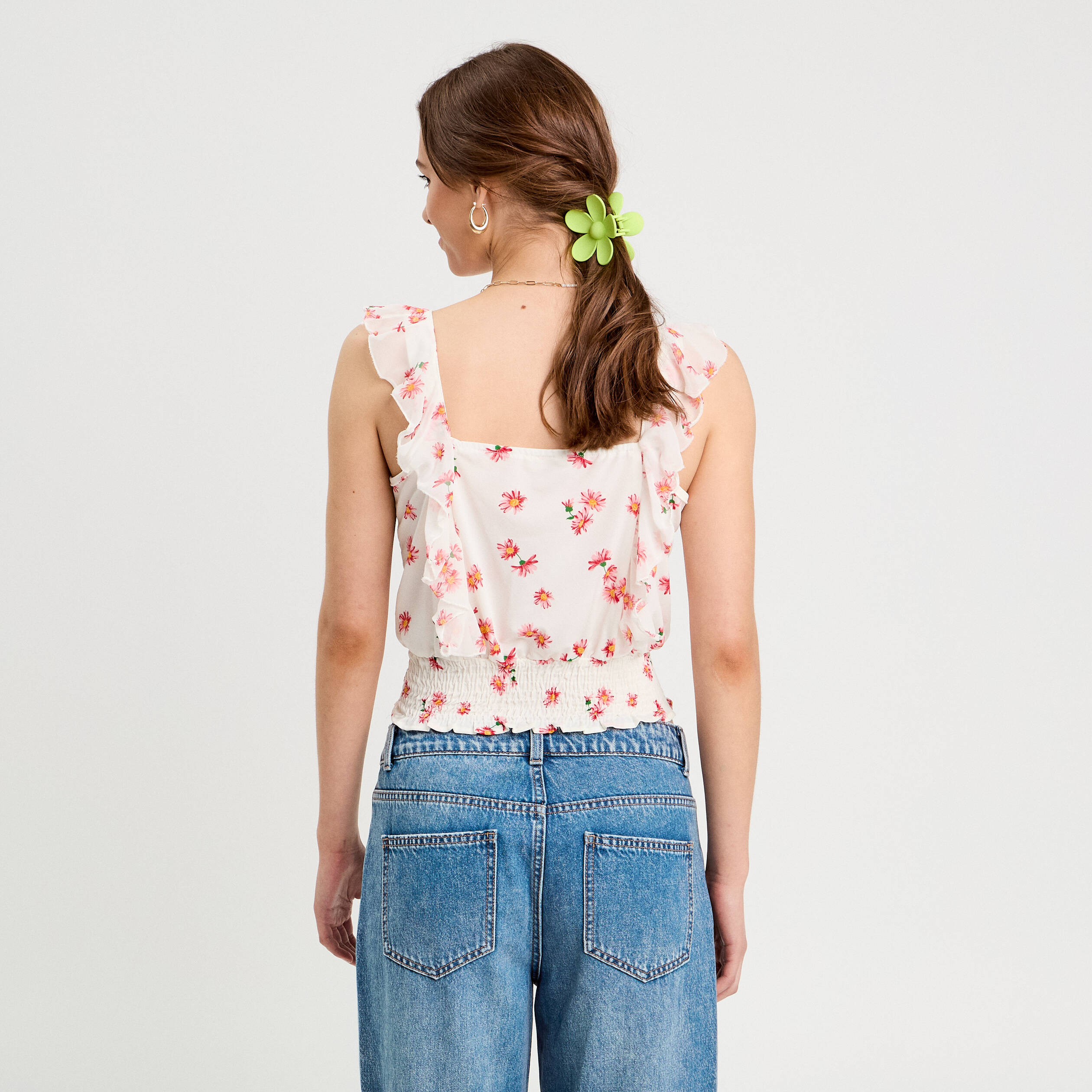 Blouse sans manches blanc femme