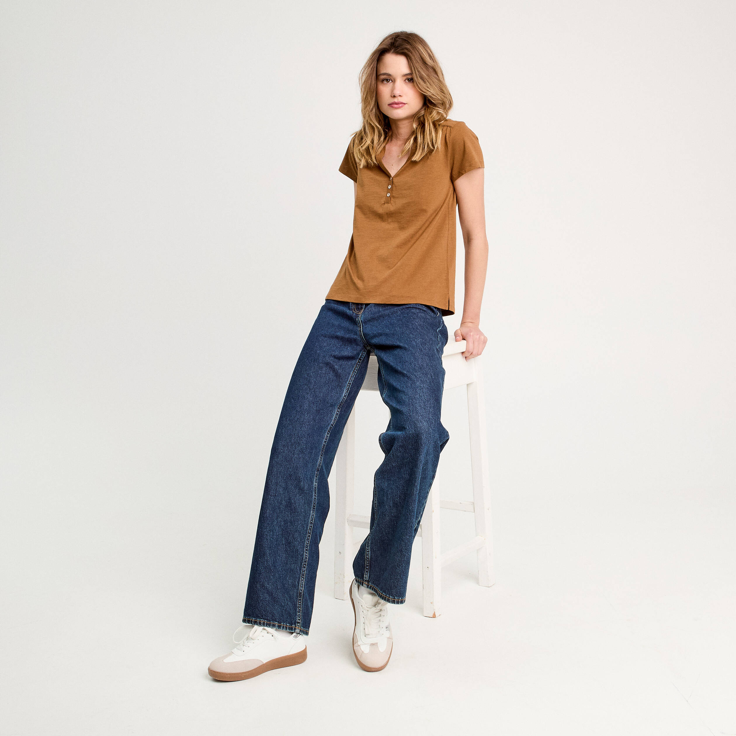 T-shirt manches courtes marron femme