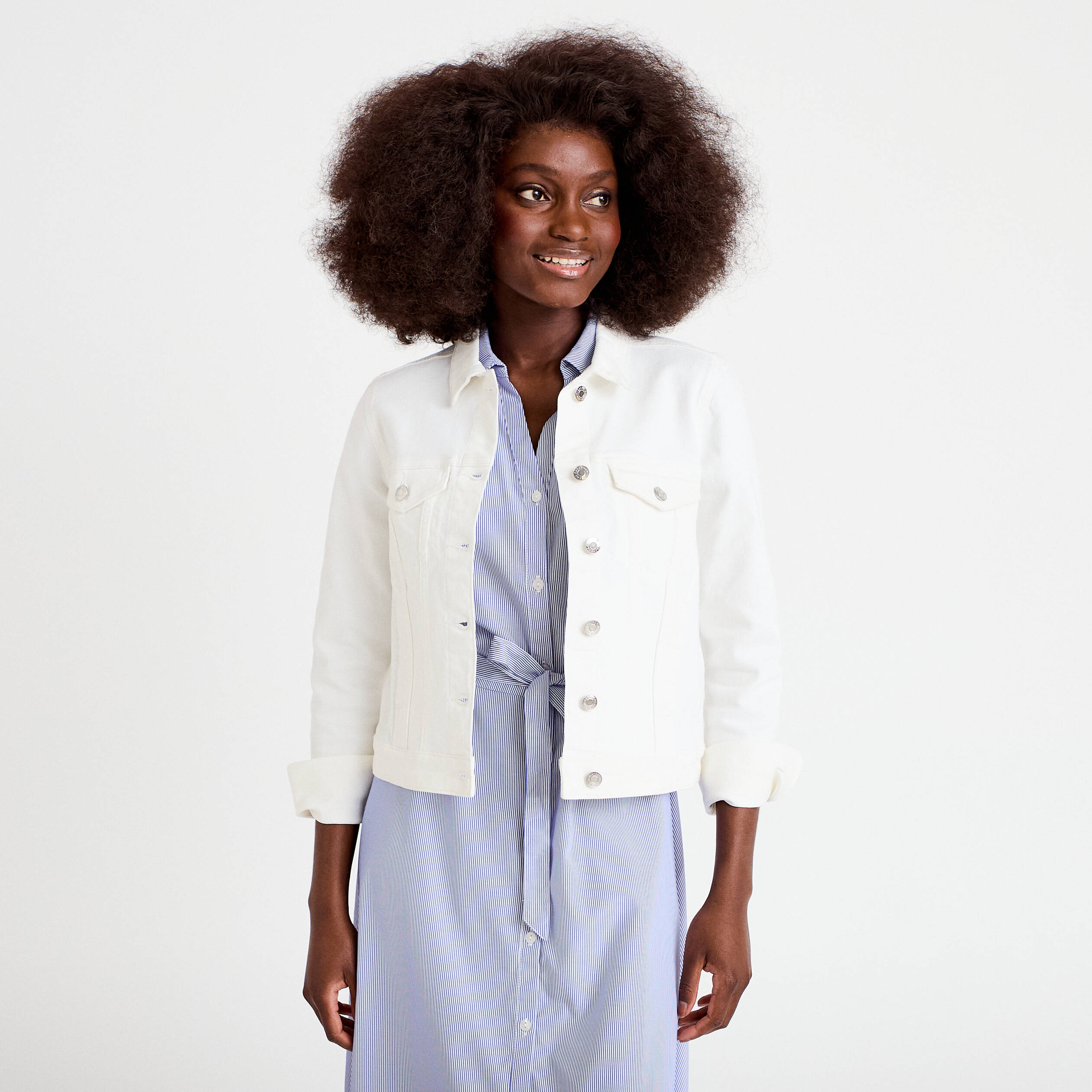 Veste En Jean Blanc J. Crew – Femme – Taille UK 10 (S) – Biker – Occasion