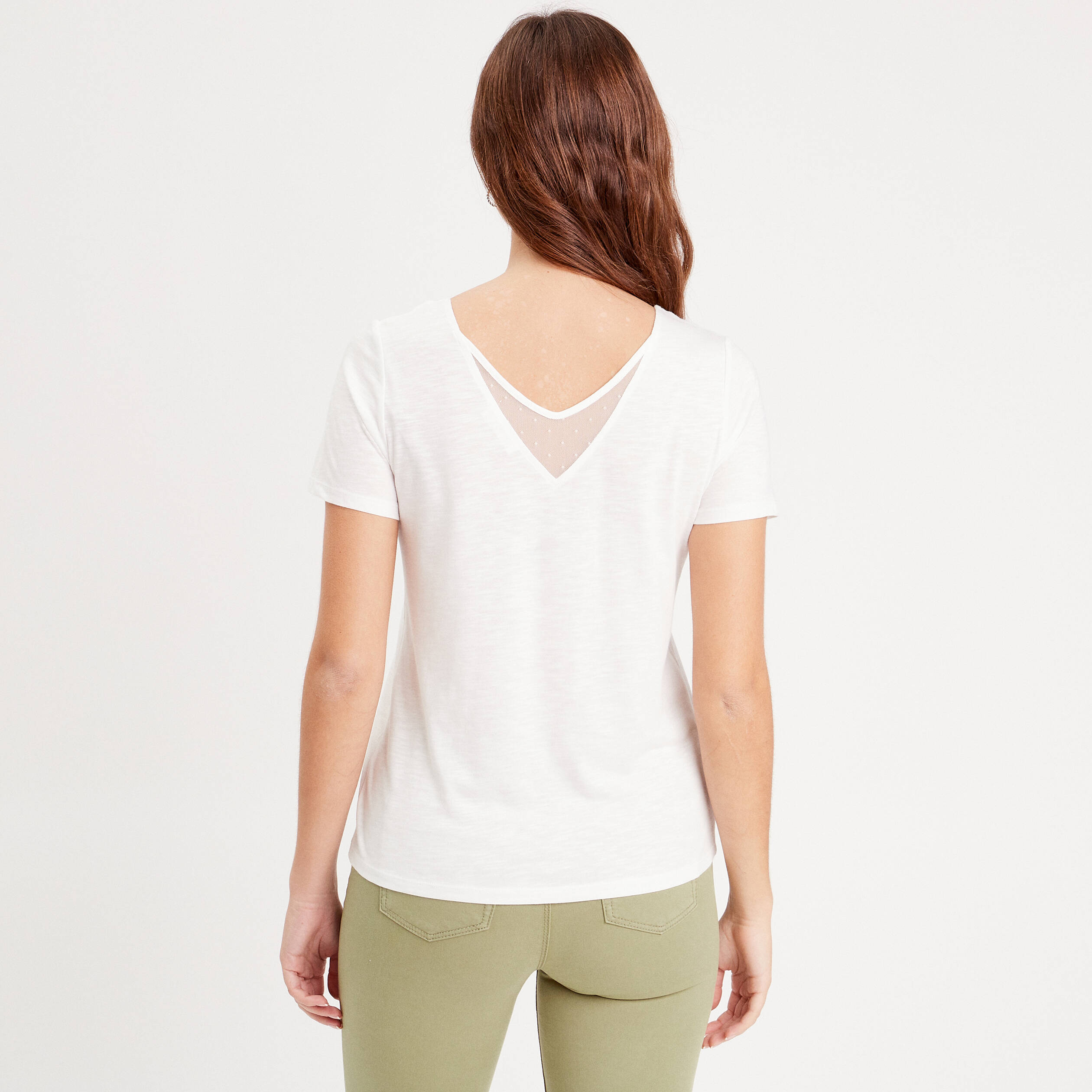 T-shirt manches courtes ecru femme