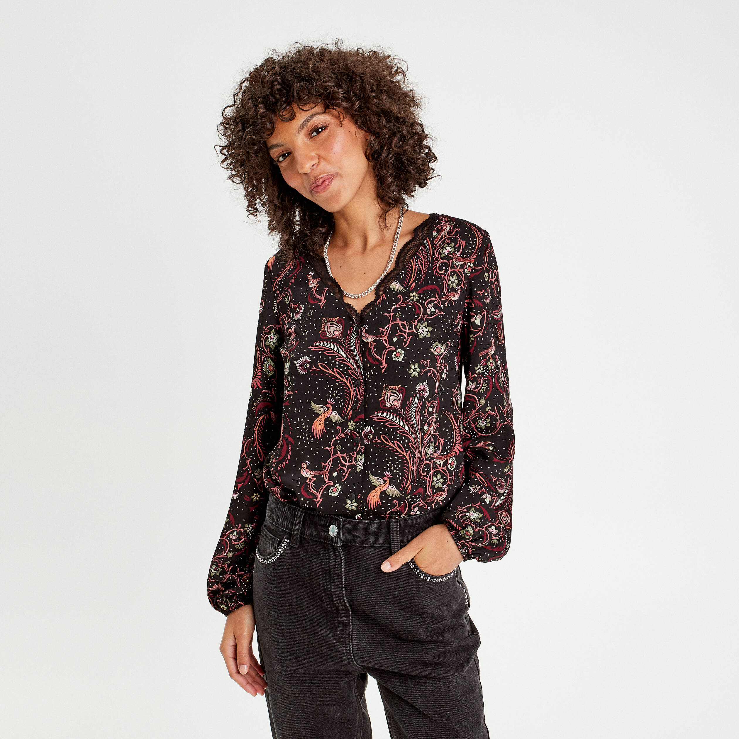 chemise manches longues noir femme Chemise manches longues noir femme