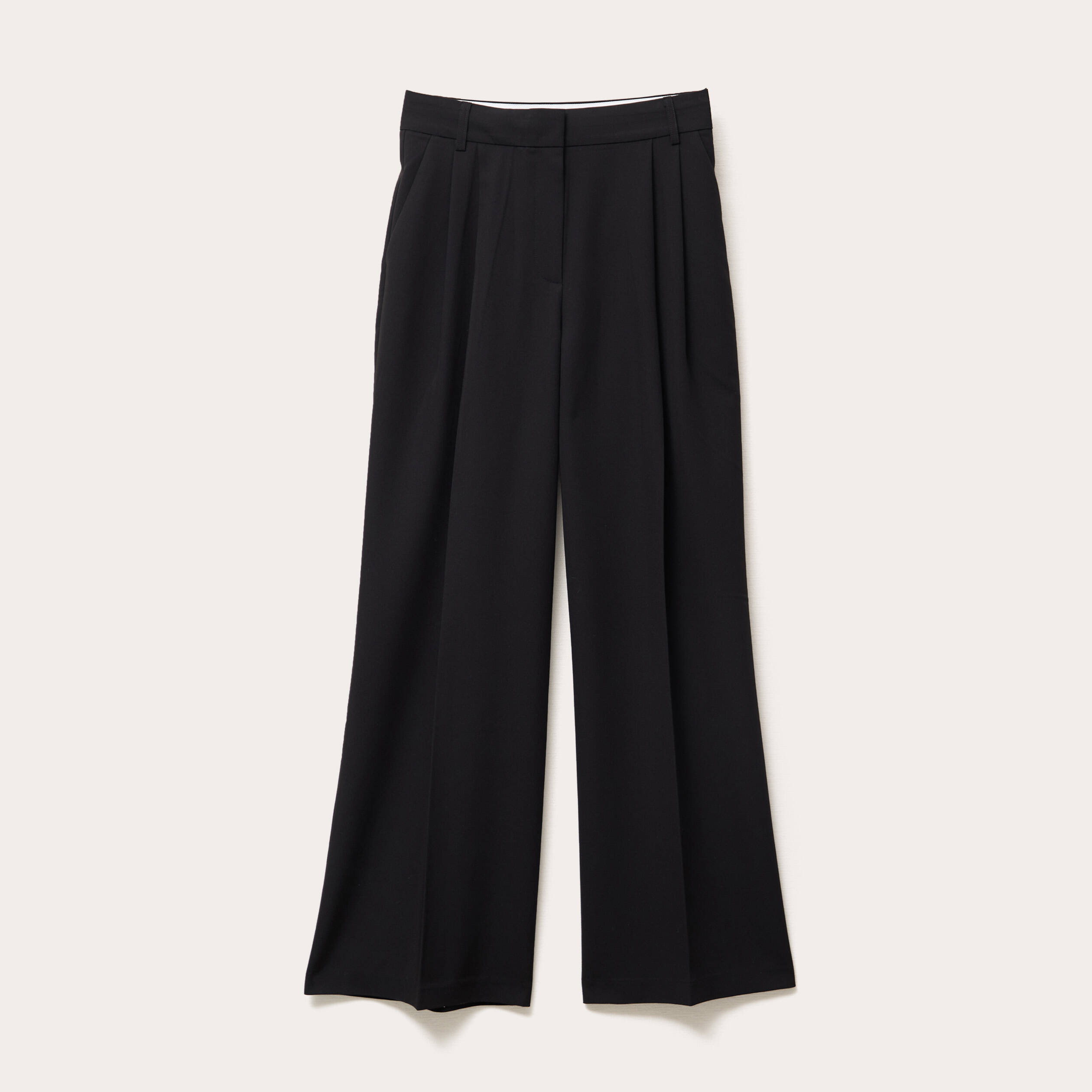 Pantalon large &agrave; pinces noir femme