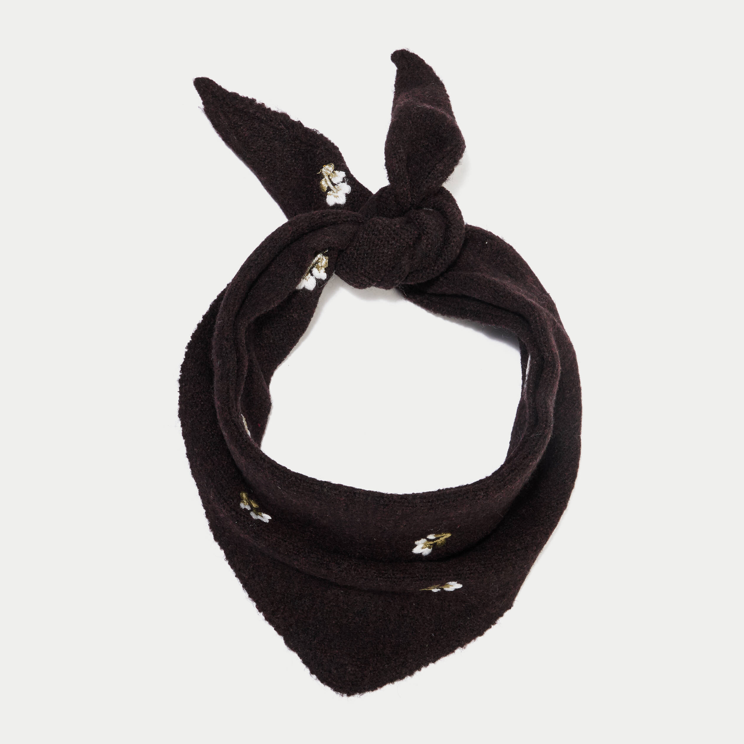 Foulard avec broderie marron fonc&eacute; femme