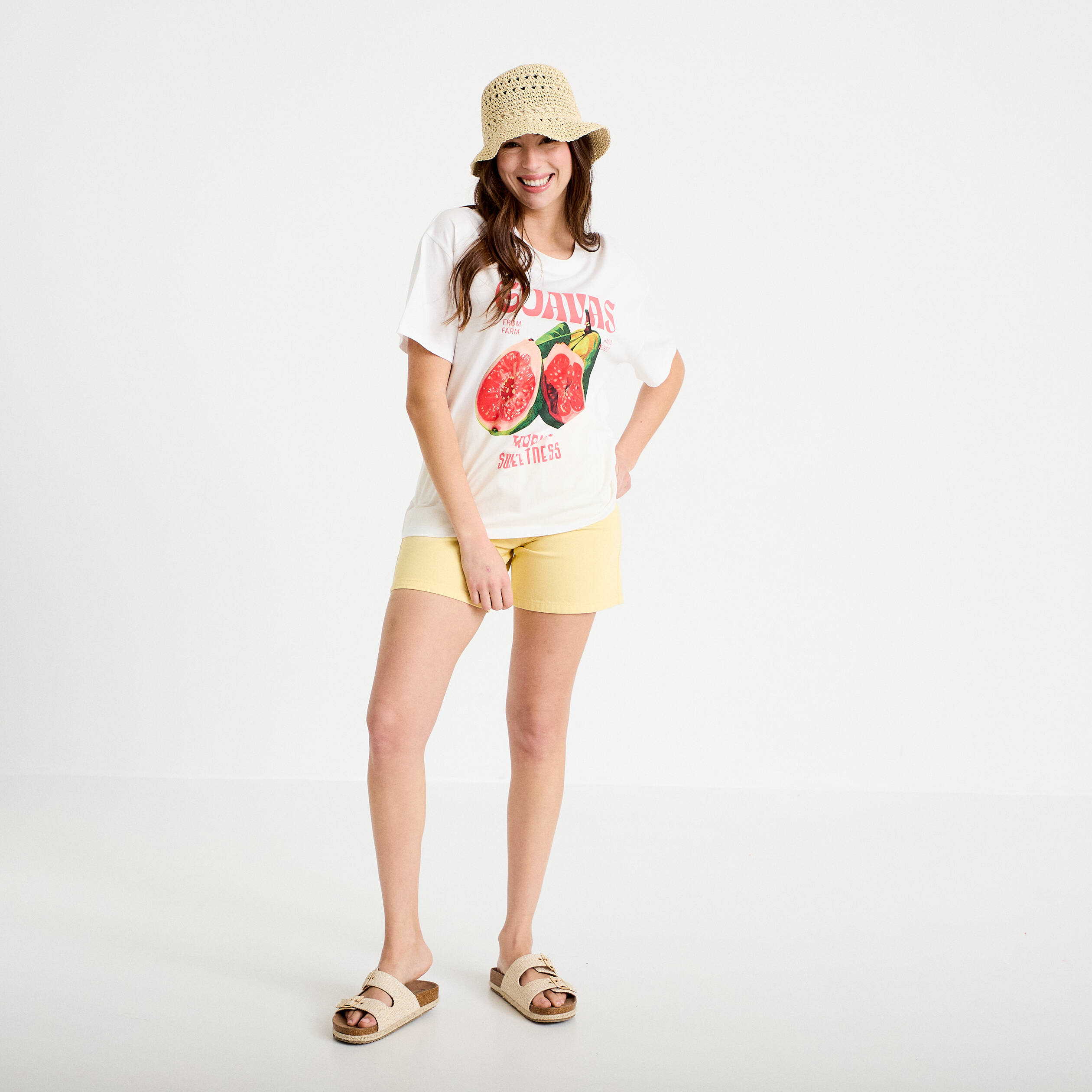 T-shirt oversize manches courtes blanc femme