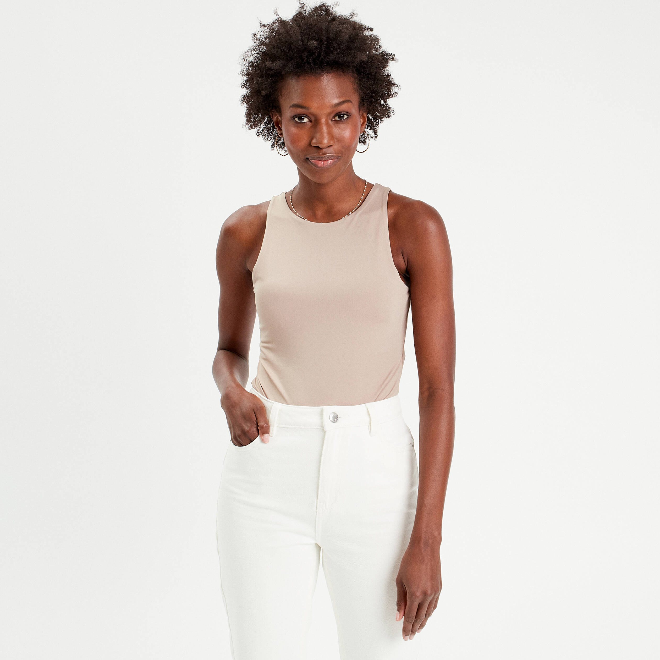 body sans manches effet seconde peau marron femme Body sans manches effet seconde peau marron femme