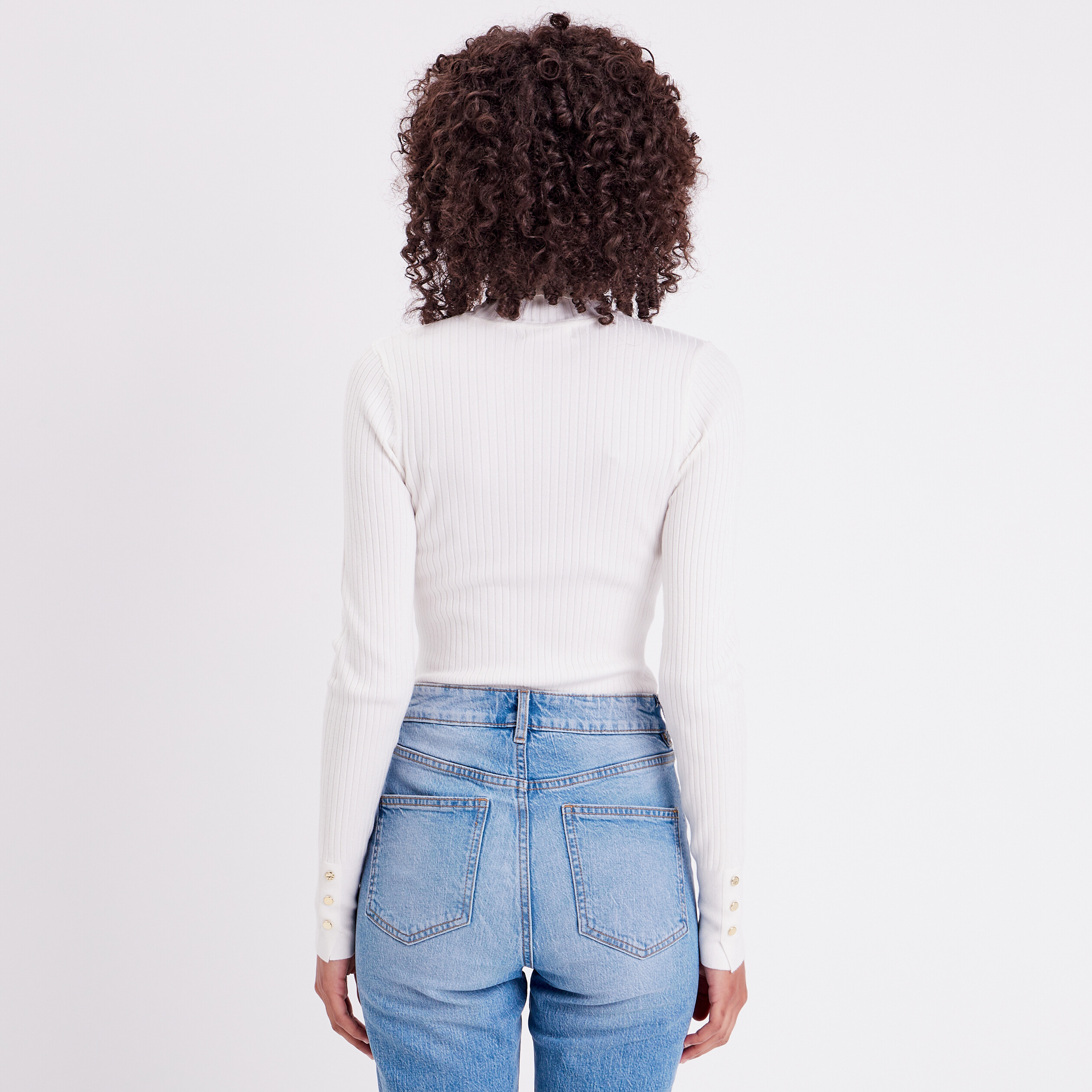 pull col roule cotele ecru femme Pull col roulé côtelé ecru femme