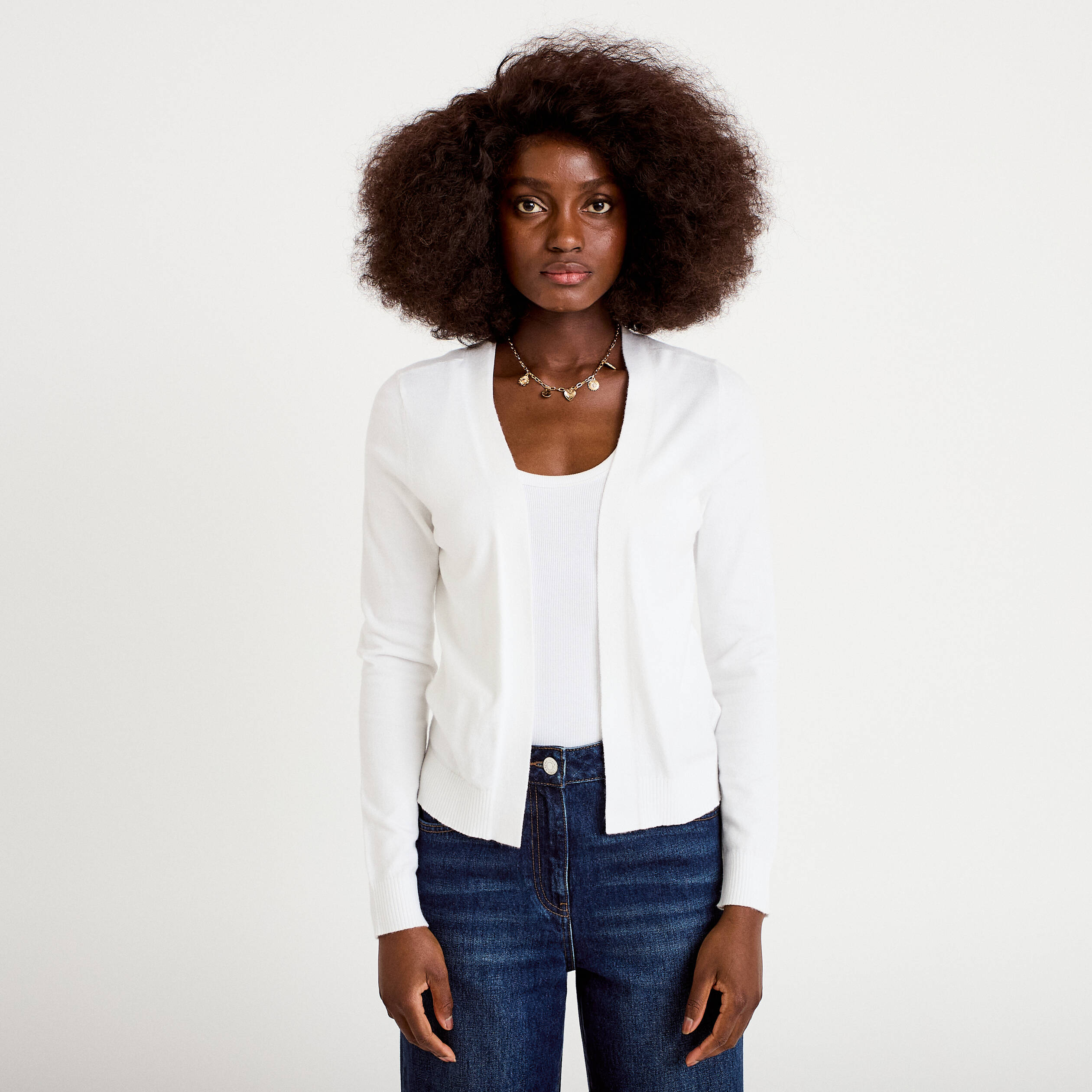 Gilet manches longues blanc femme