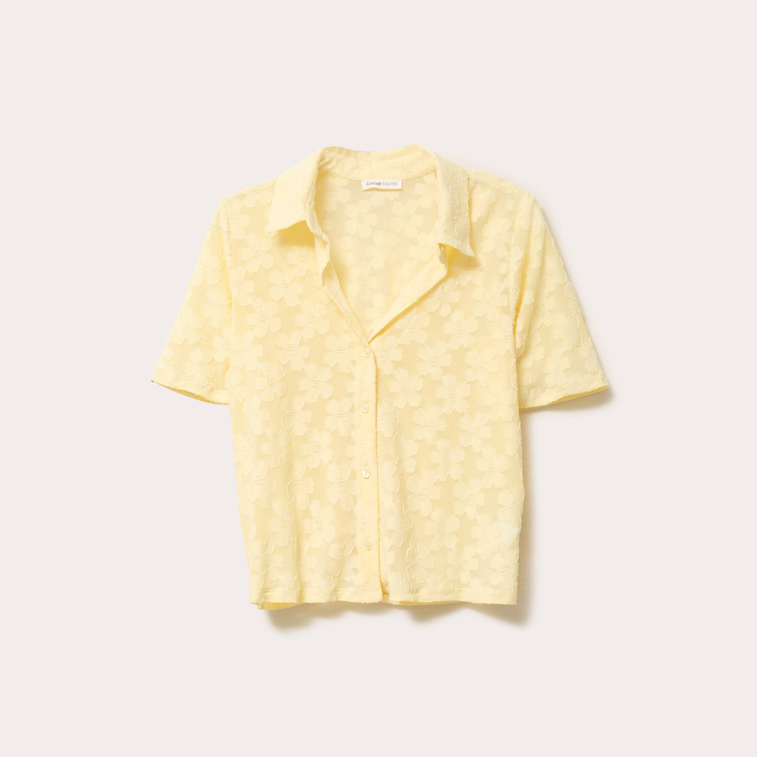 chemise manches courtes jaune clair femme Chemise manches courtes jaune clair femme