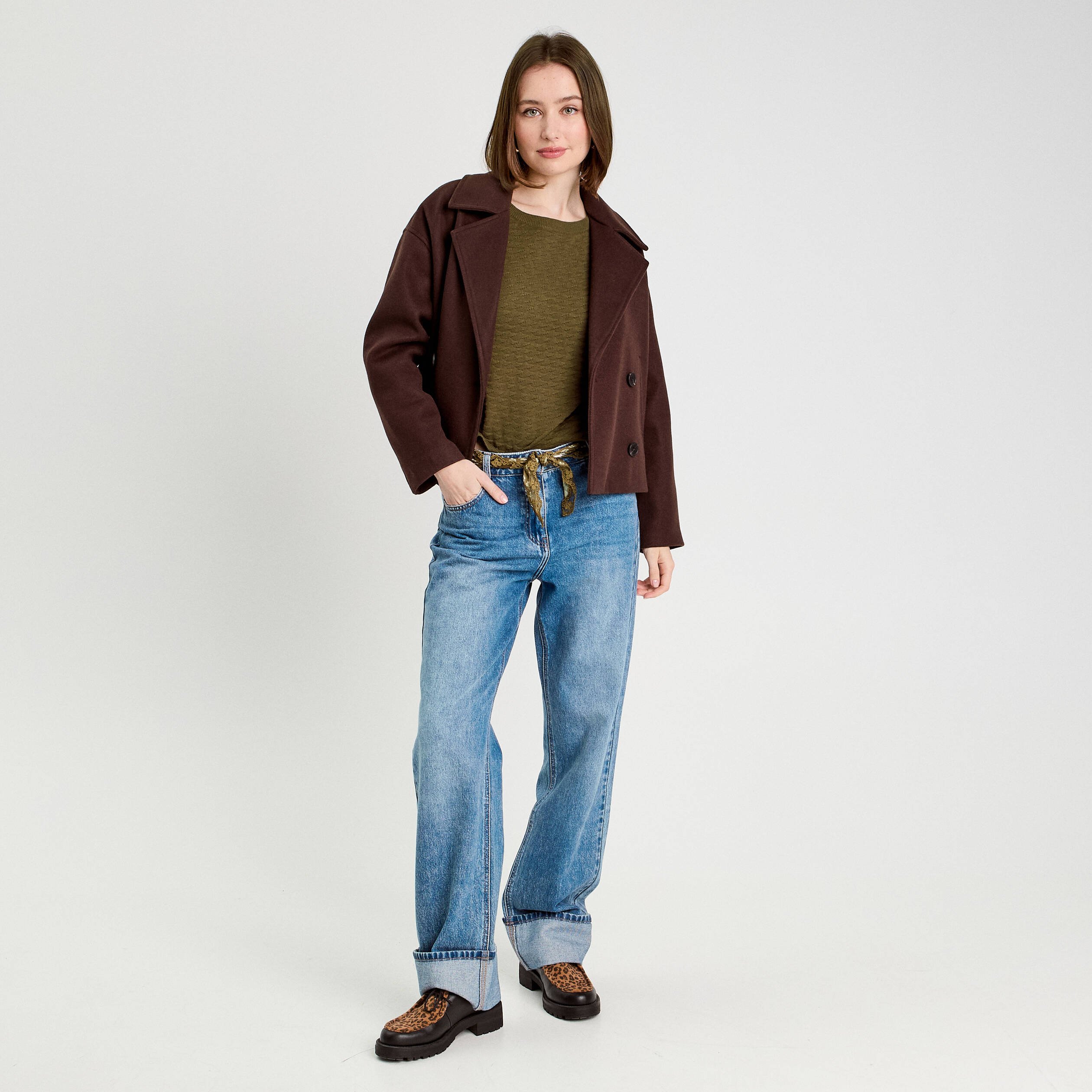 pull col bateau vert kaki femme Pull col bateau vert kaki femme