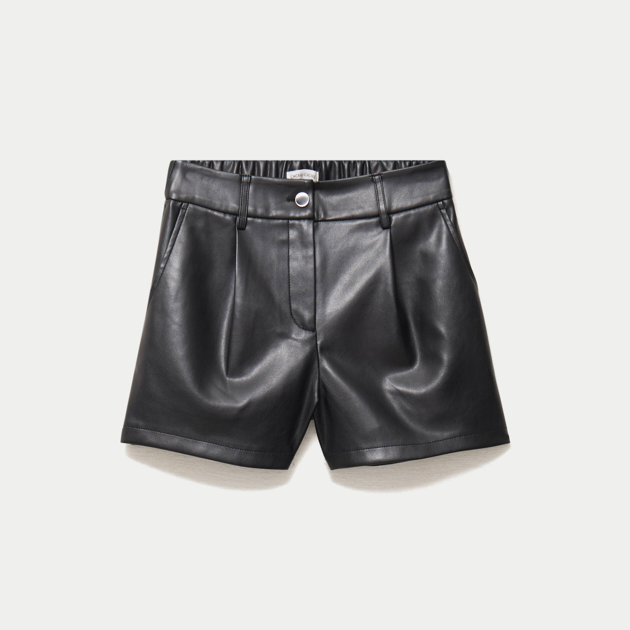 Short en similicuir noir femme