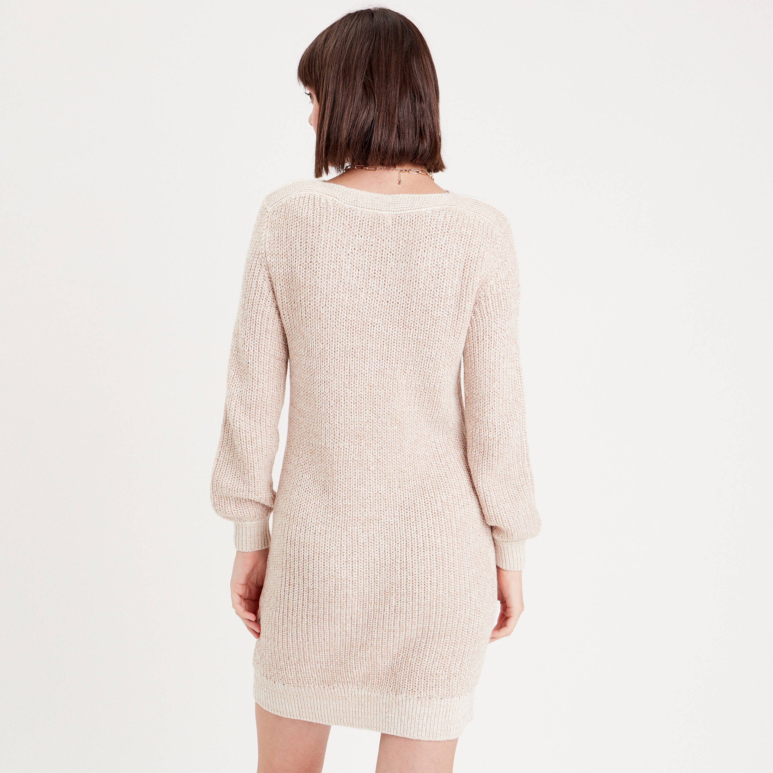 robe pull droite col rond ivoire femme Robe pull droite col rond ivoire femme