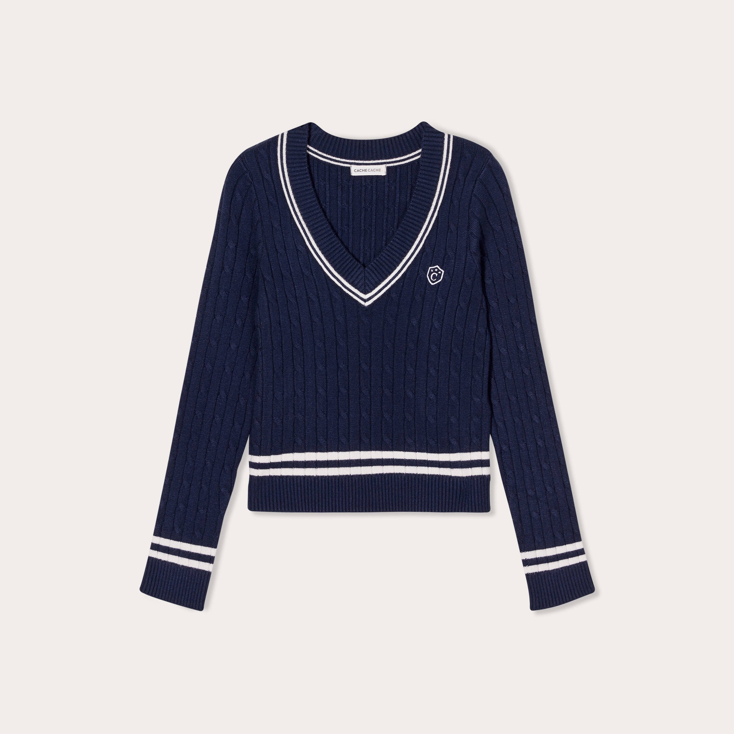 Bleu Marine Les Pulls Femme Pull Manches Longues Torsades