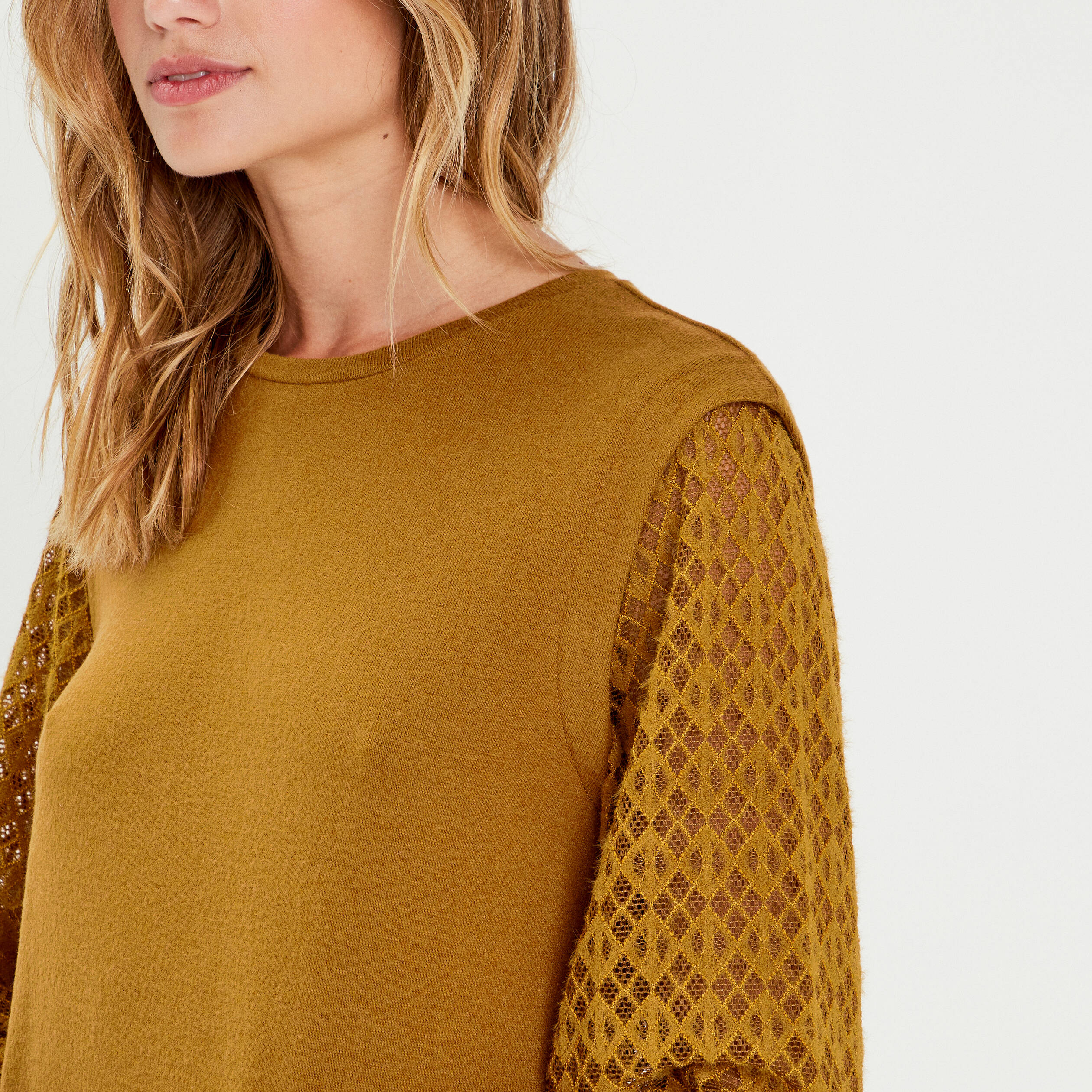 blouse manches ajourees vert olive femme Blouse manches ajourées vert olive femme
