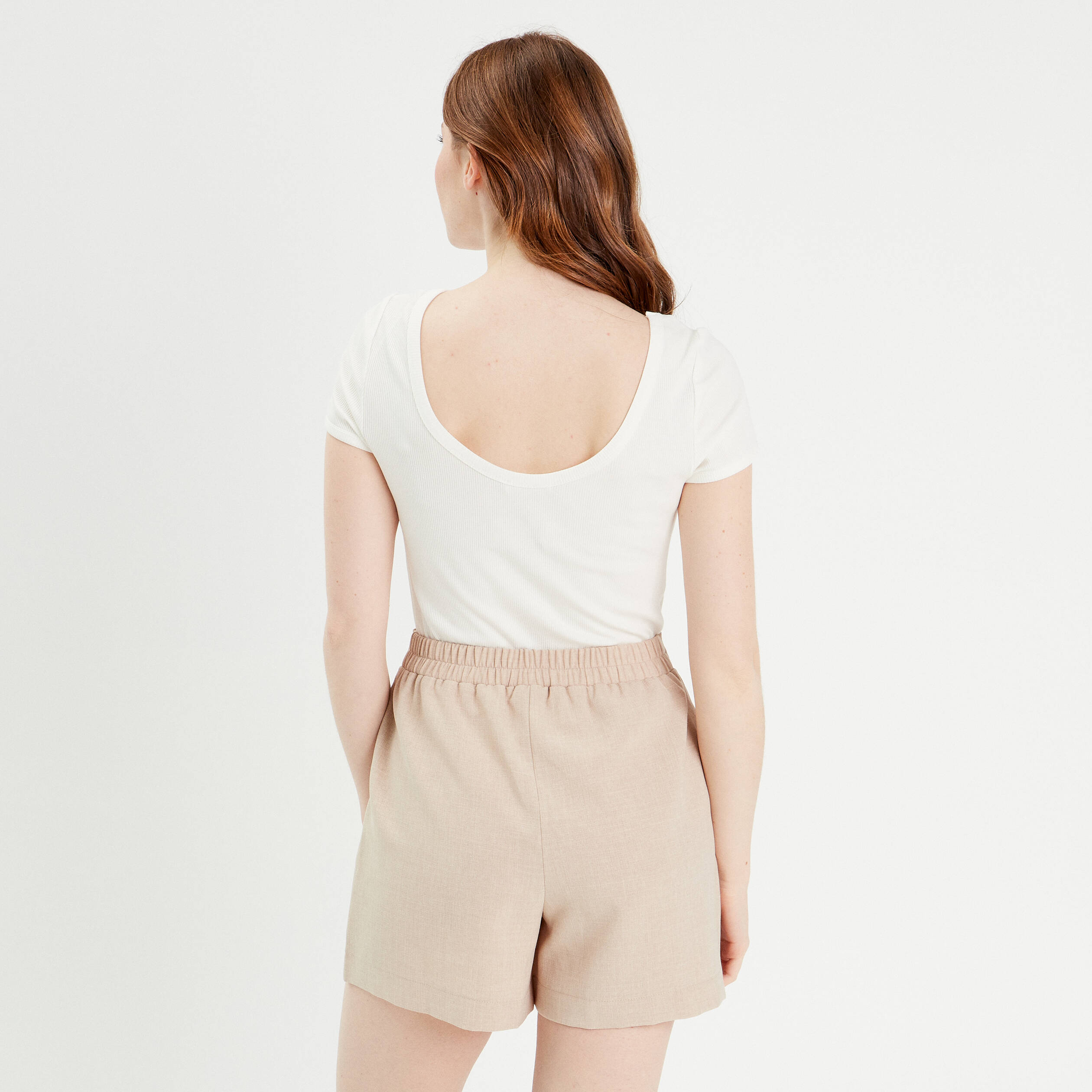 Combishort ceinturée sable femme