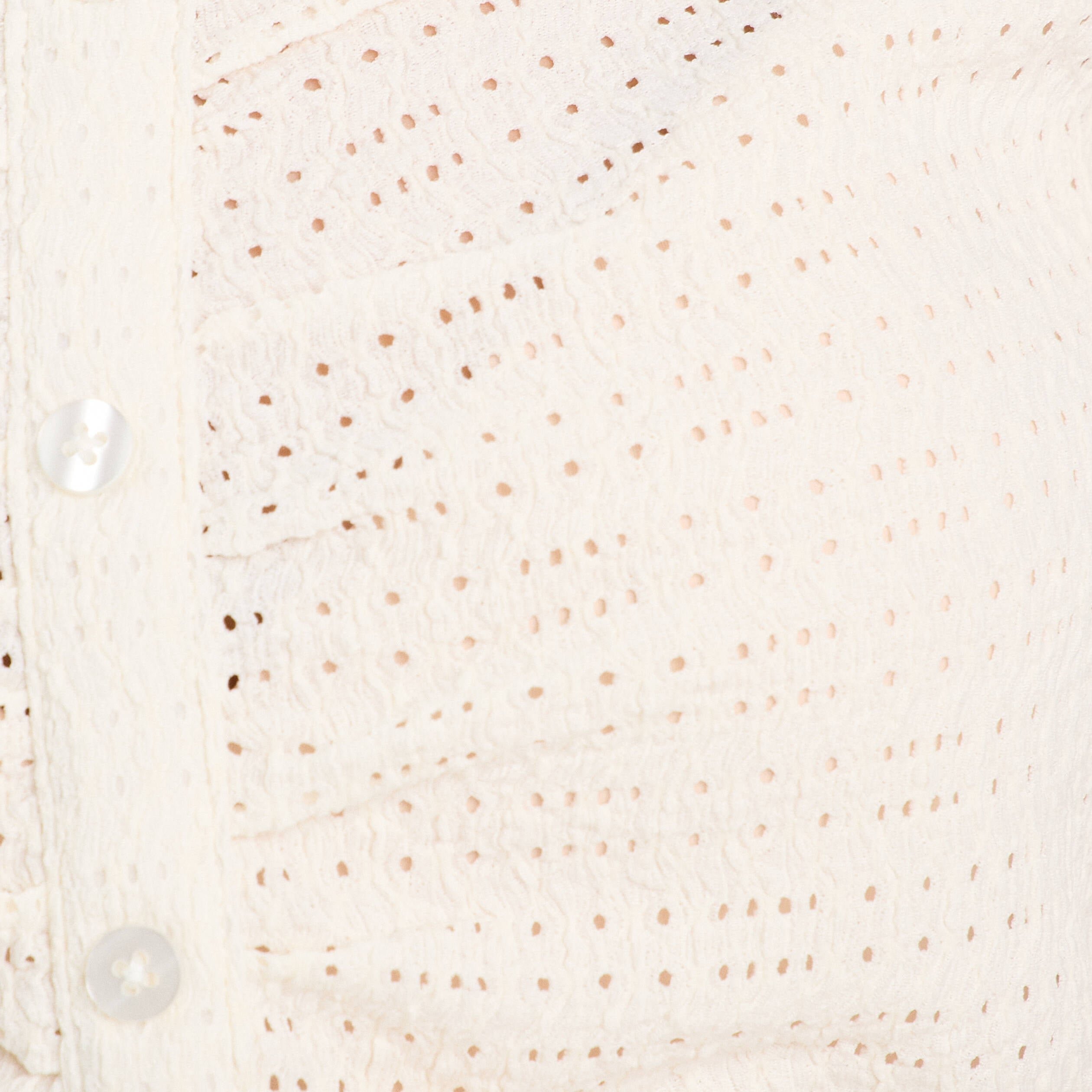 Blouse ajour&eacute;e manches courtes ecru femme